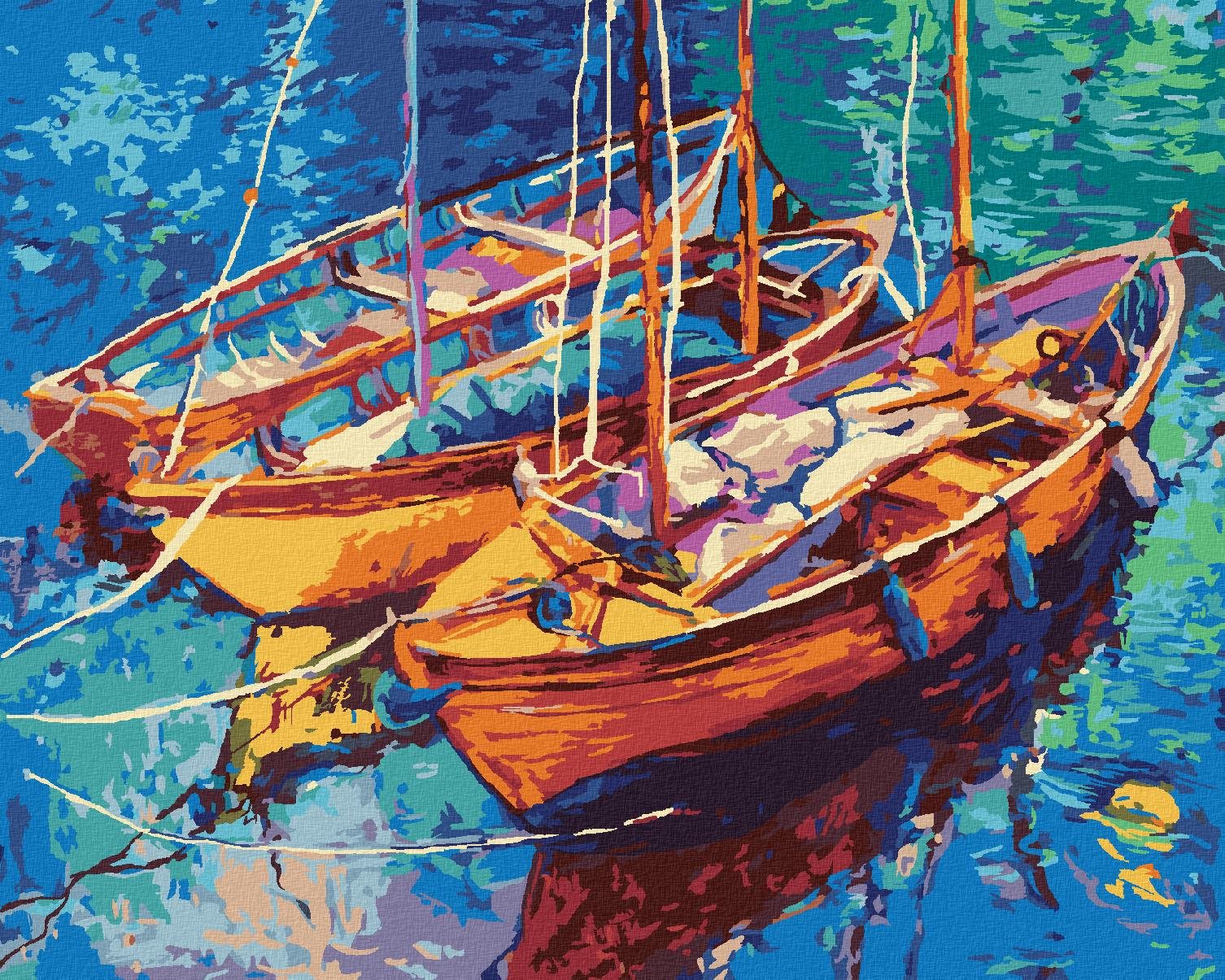 Lodičky na vode, 80 × 100 cm, bez rámu a bez napnutia plátna