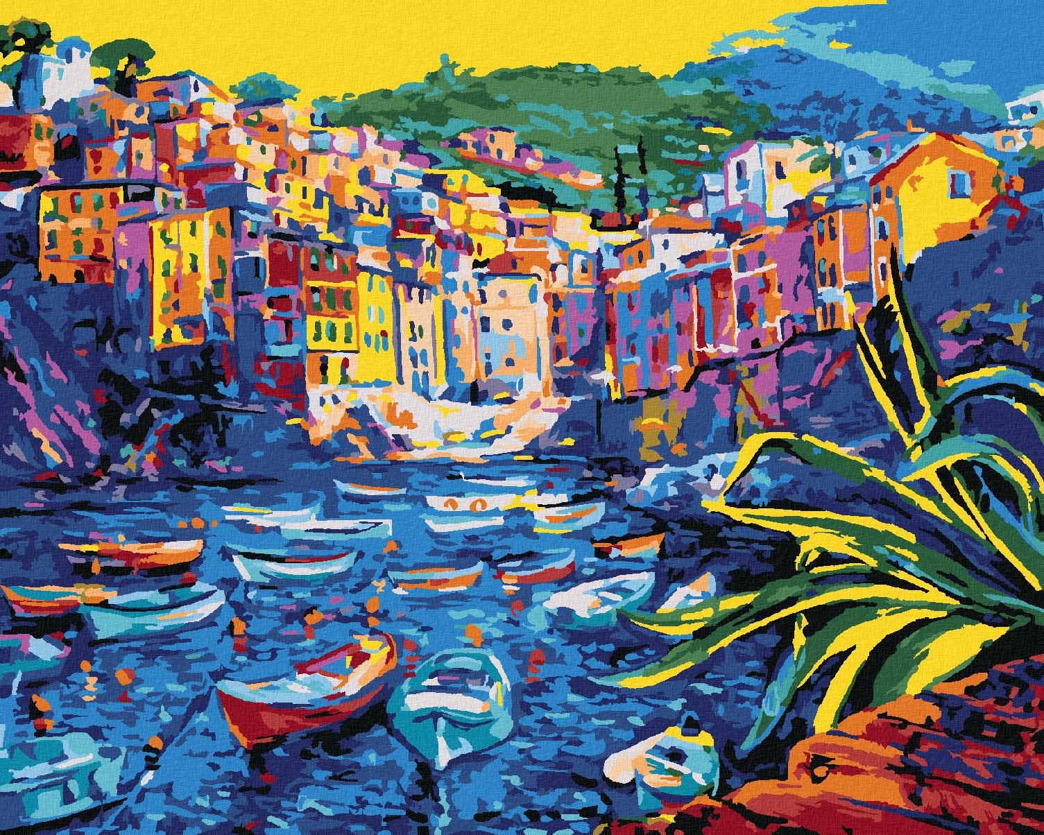 Loďky pri starom meste, 80 × 100 cm, plátno napnuté na rám