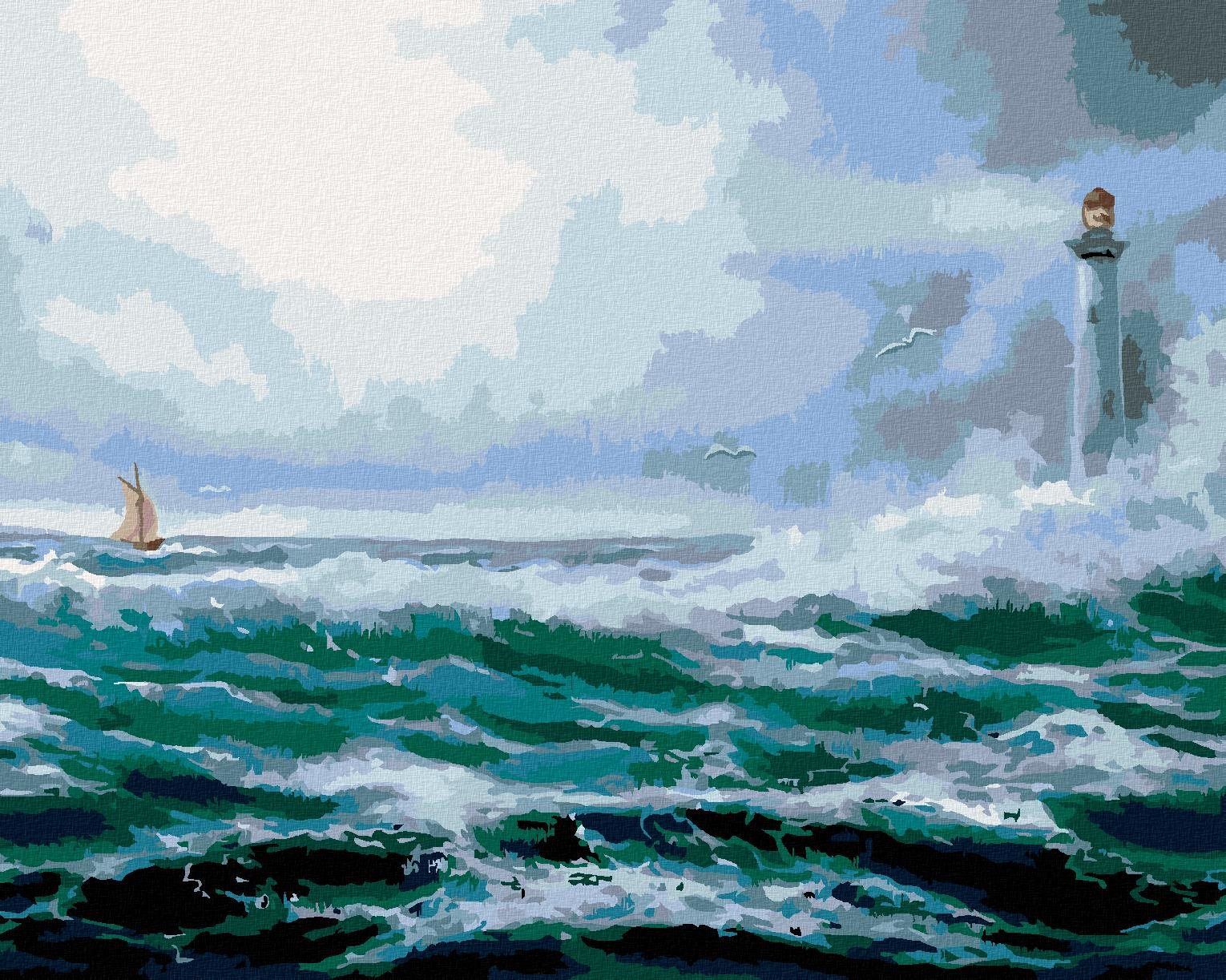 Maják v oceáne, 40×50 cm, vypnuté plátno na rám