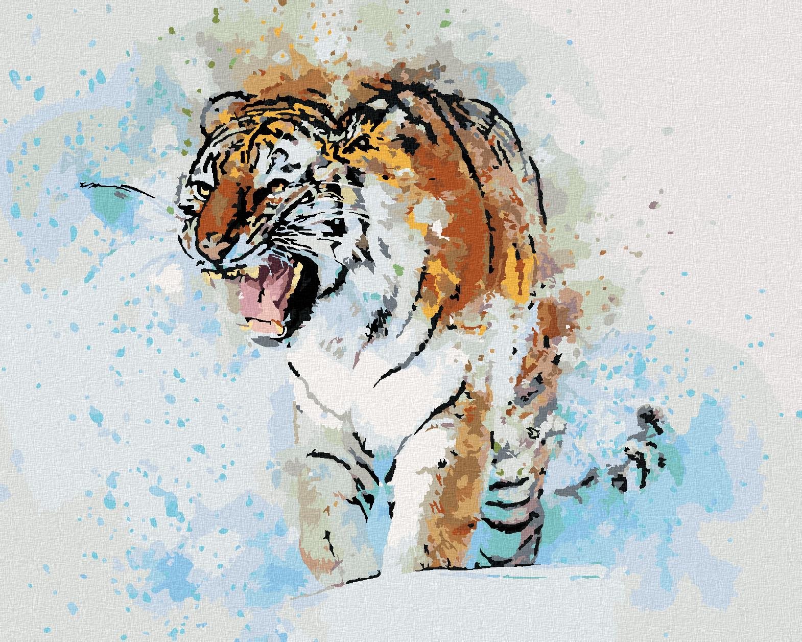 Maľovaný tiger, 40×50 cm, vypnuté plátno na rám