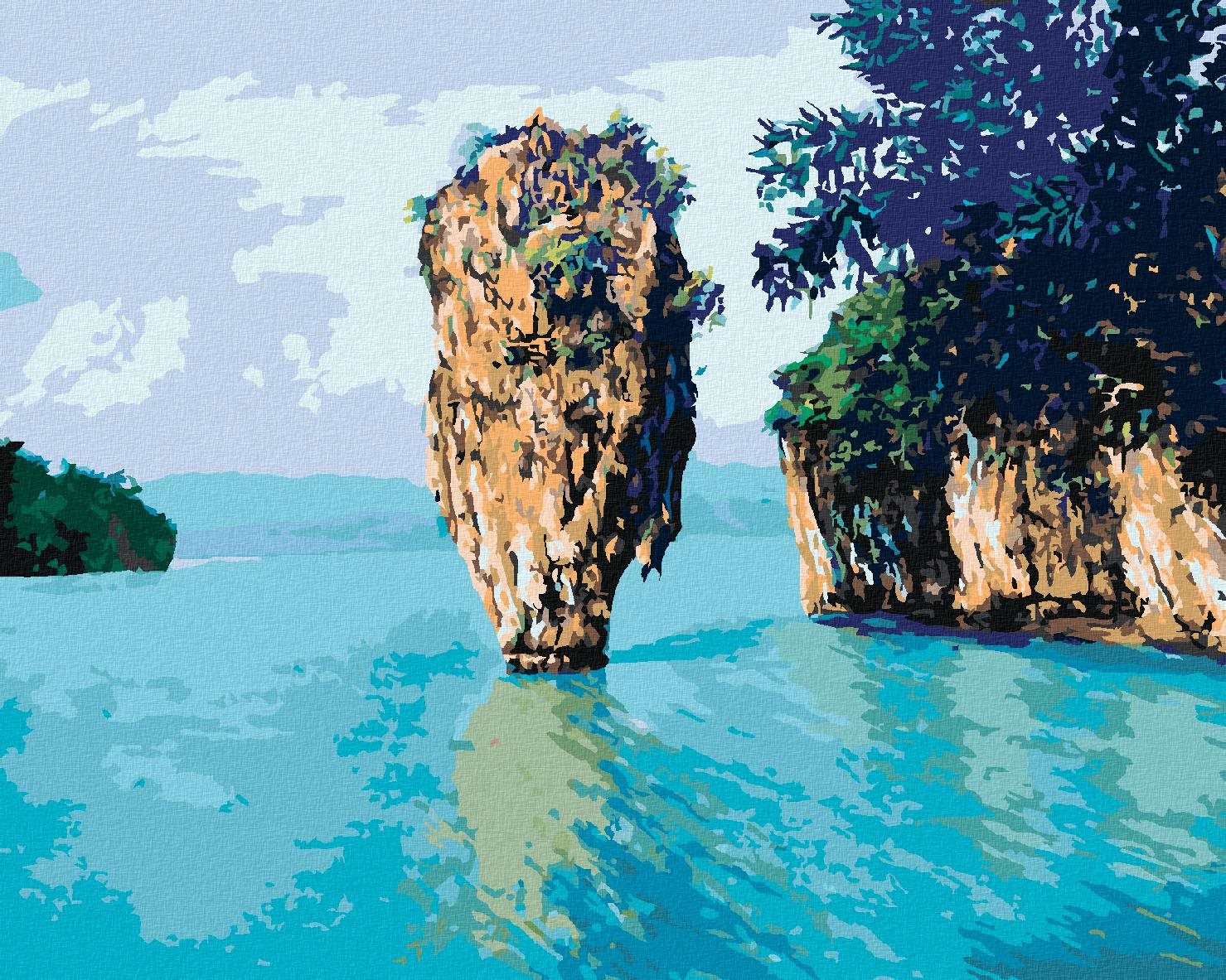 Malý lesný ostrovček na mori, 80 × 100 cm, bez rámu a bez napnutia plátna
