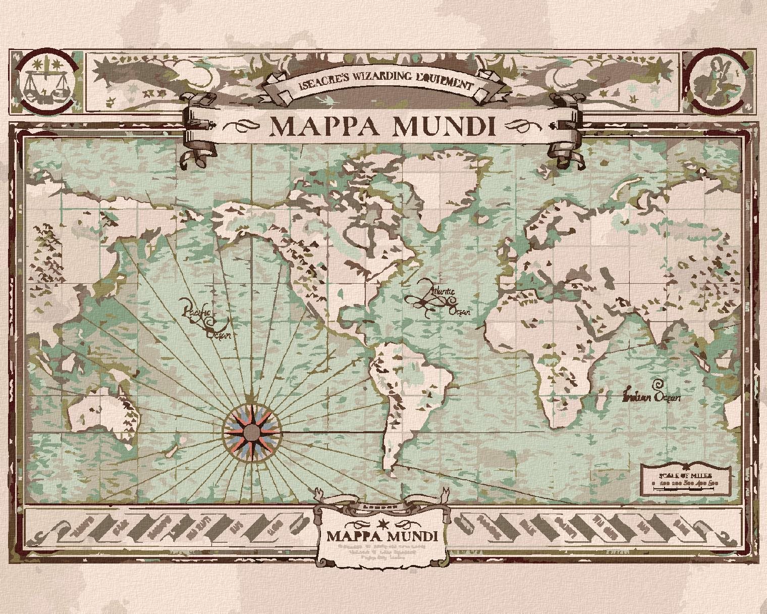 Mappa mundi (fantastické zvieratá), 40×50 cm, vypnuté plátno na rám