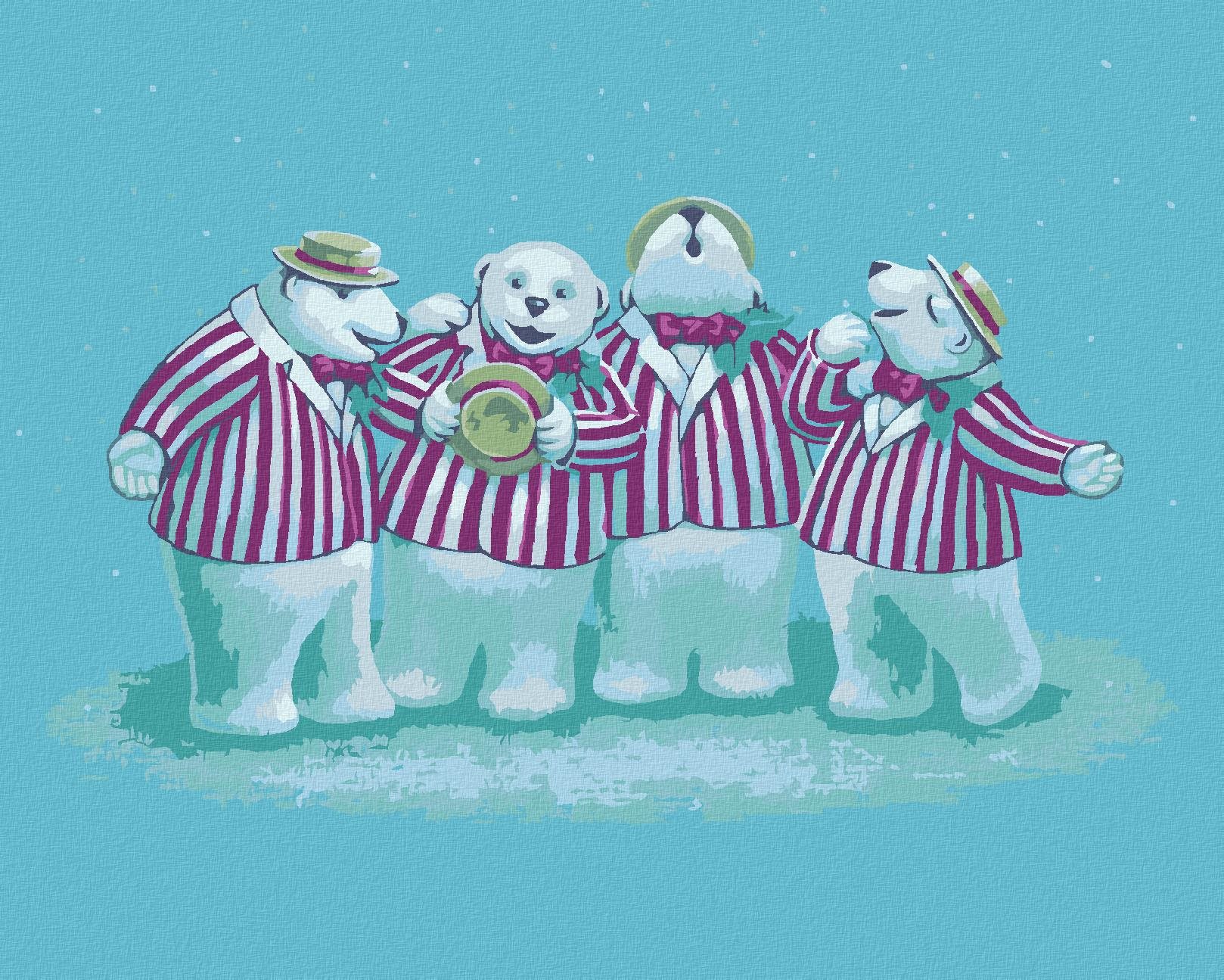 Medvedí kvarteto (Sue Ellen Brown), 80×100 cm, bez rámu a bez vypnutia plátna