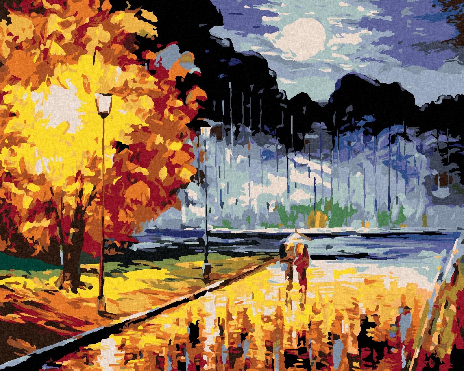 Milenci na večernej prechádzke, 80×100 cm, bez rámu a bez vypnutia plátna