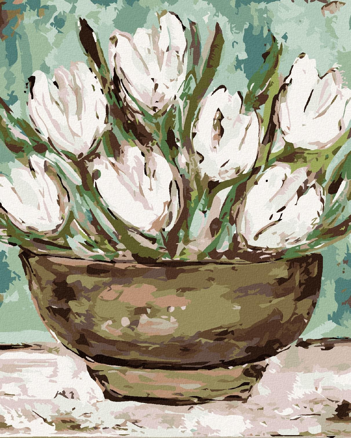 Miska s tulipánmi (Haley Bush), 40 × 50 cm, plátno napnuté na rám