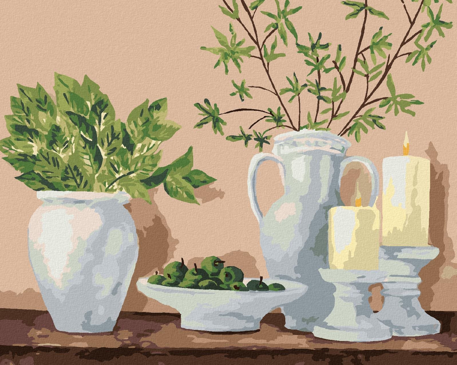 Moderná keramika v jemných odtieňoch, 40 × 50 cm, plátno napnuté na rám