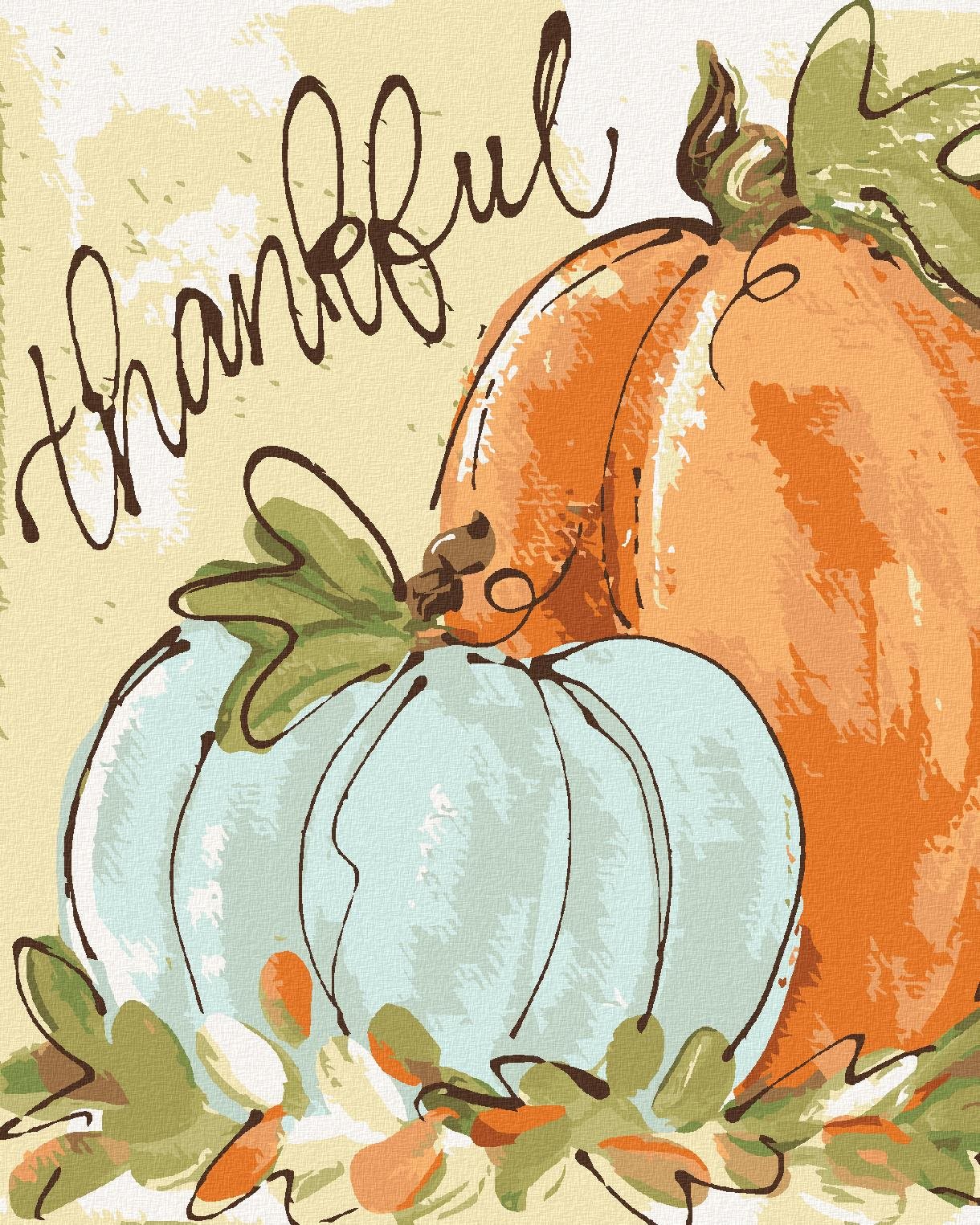 Modrá a oranžová tekvica (Haley Bush), 80×100 cm, bez rámu a bez vypnutia plátna