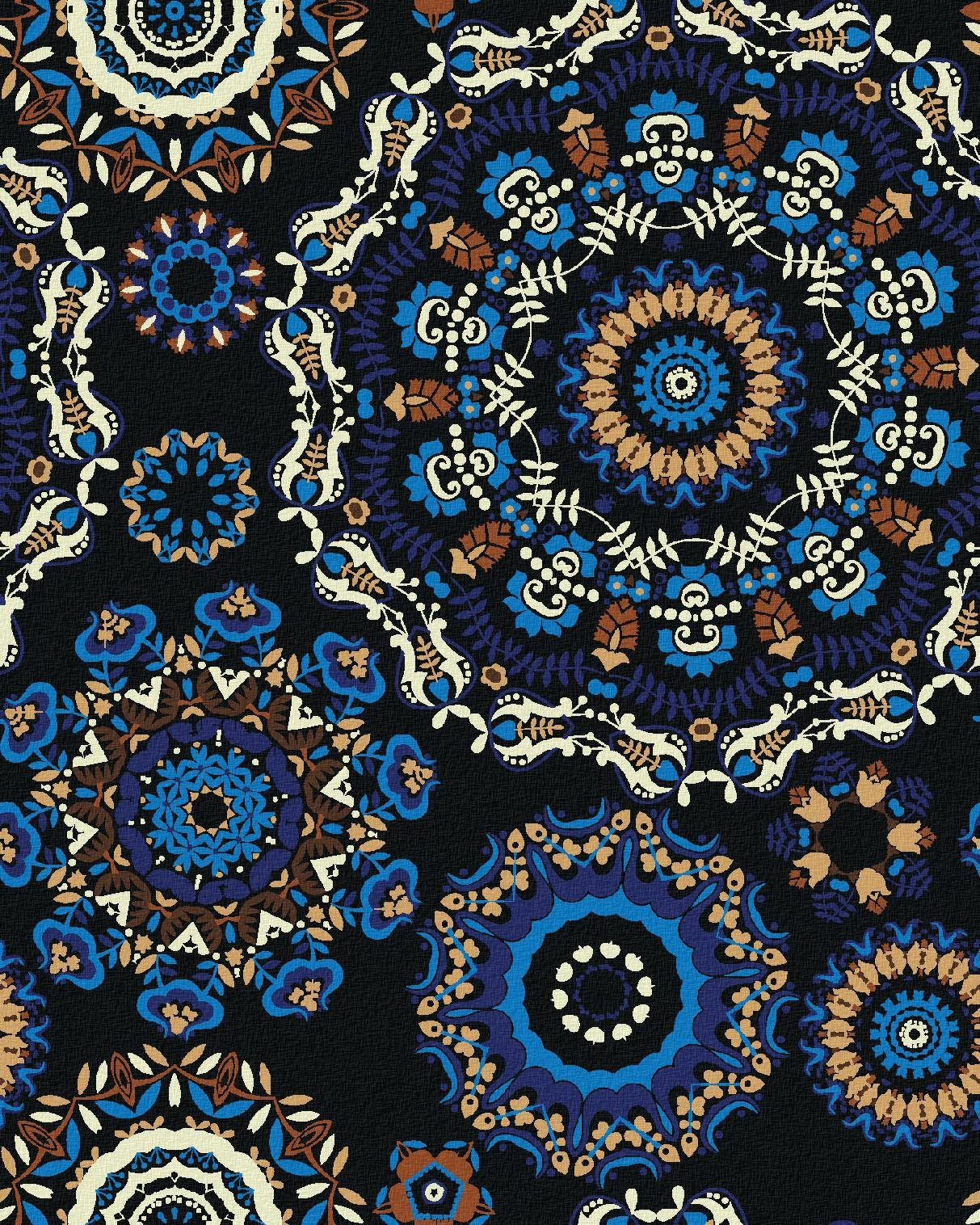 Modré mandaly, 80 × 100 cm, plátno napnuté na rám