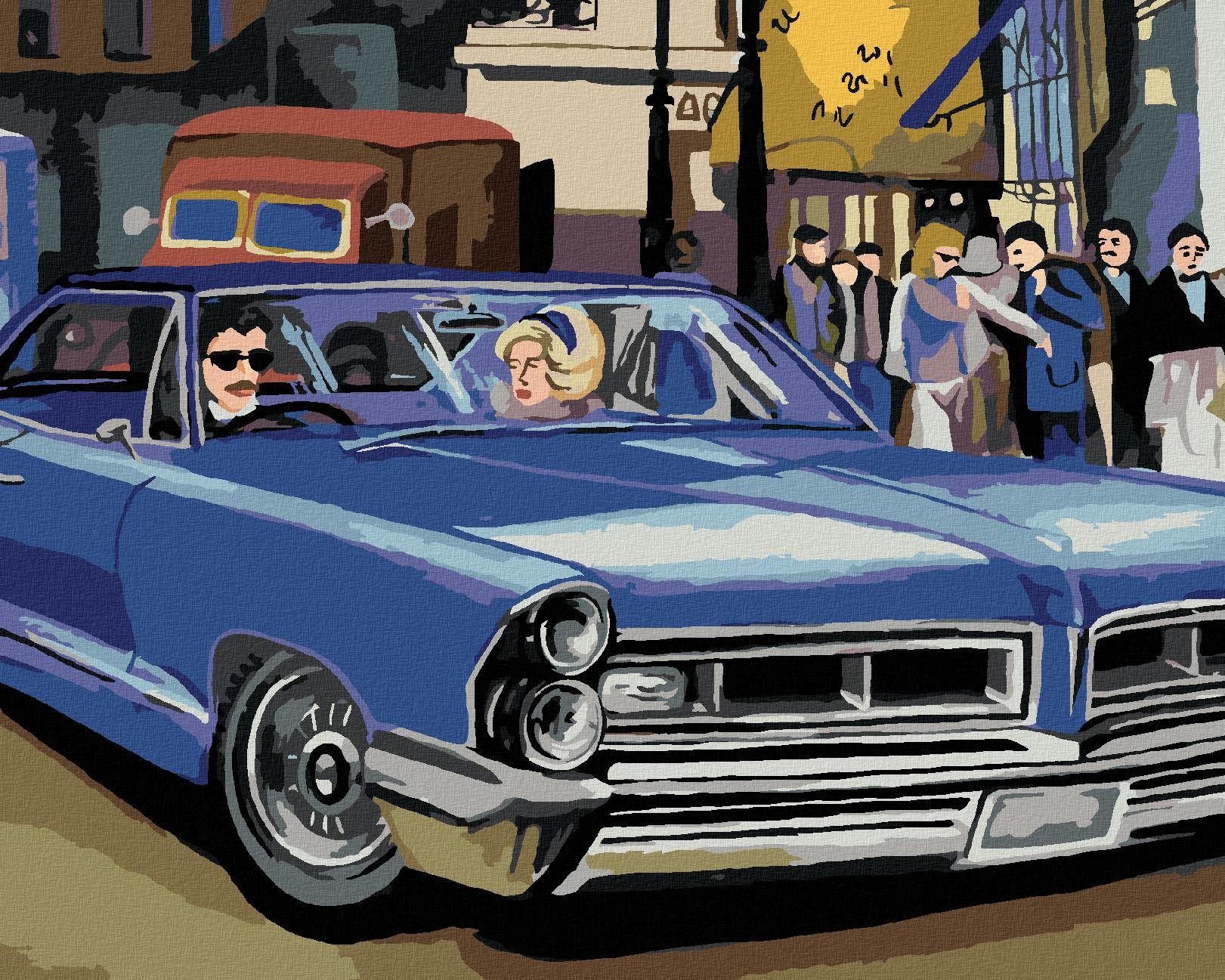Modré retro auto, 80 × 100 cm, bez rámu a bez napnutia plátna
