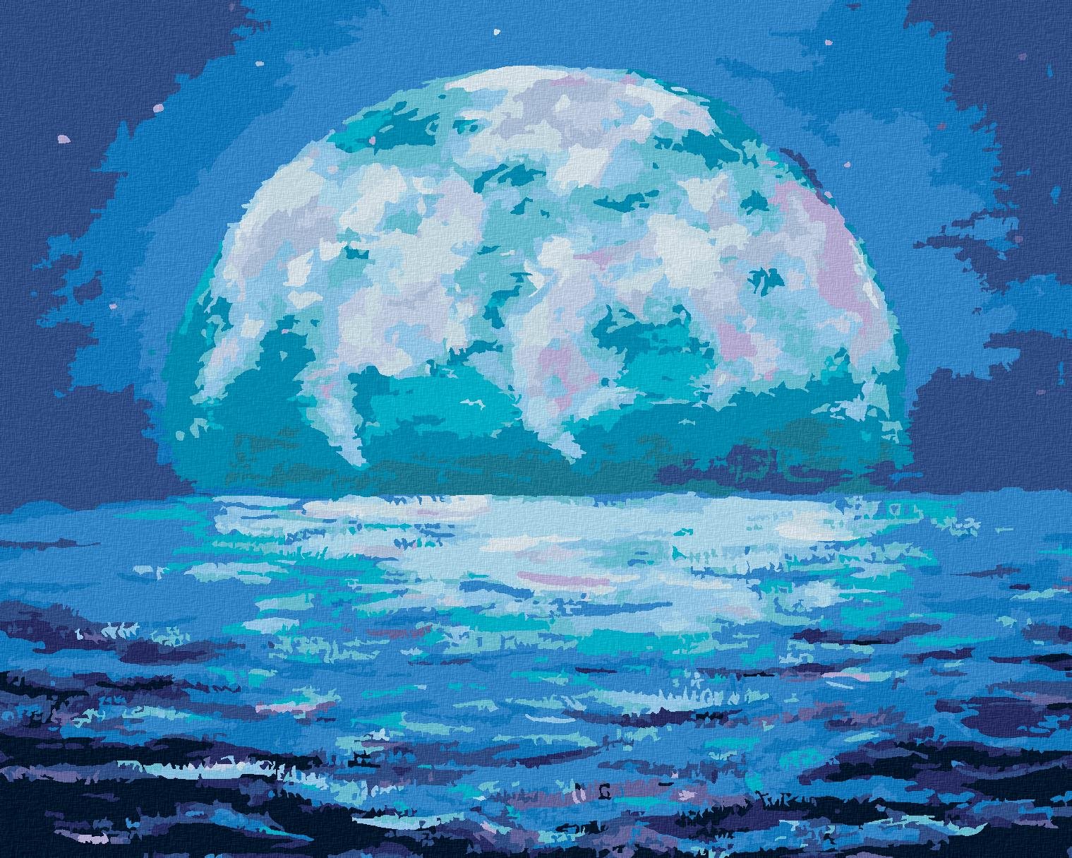 Modrý úsvit mesiaca, 80 × 100 cm, bez rámu a bez napnutia plátna