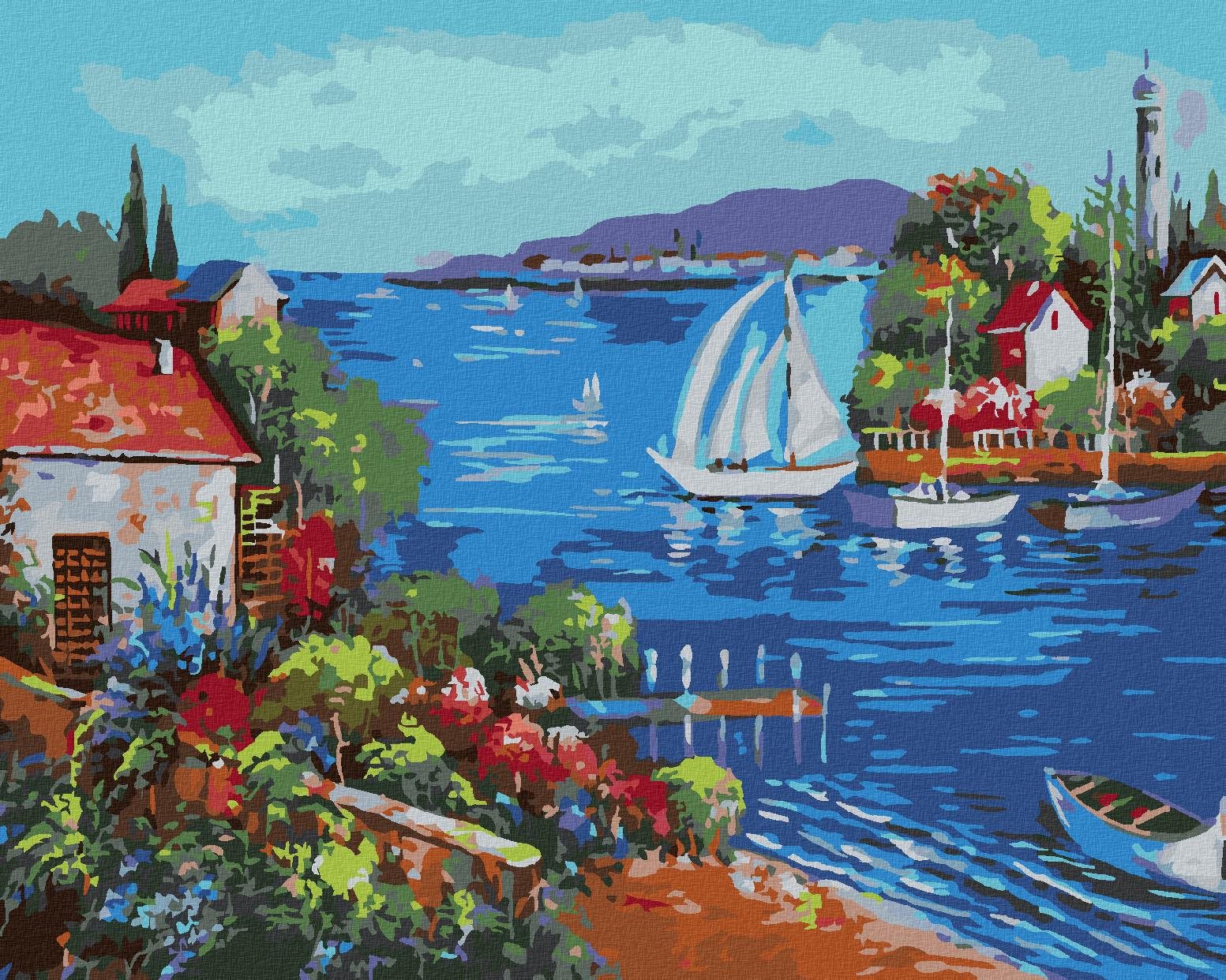 Morská zátoka, 40×50 cm, vypnuté plátno na rám