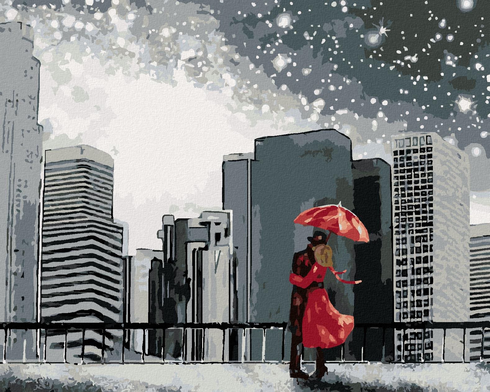 Muž so ženou v New Yorku, 80 × 100 cm, bez rámu a bez napnutia plátna