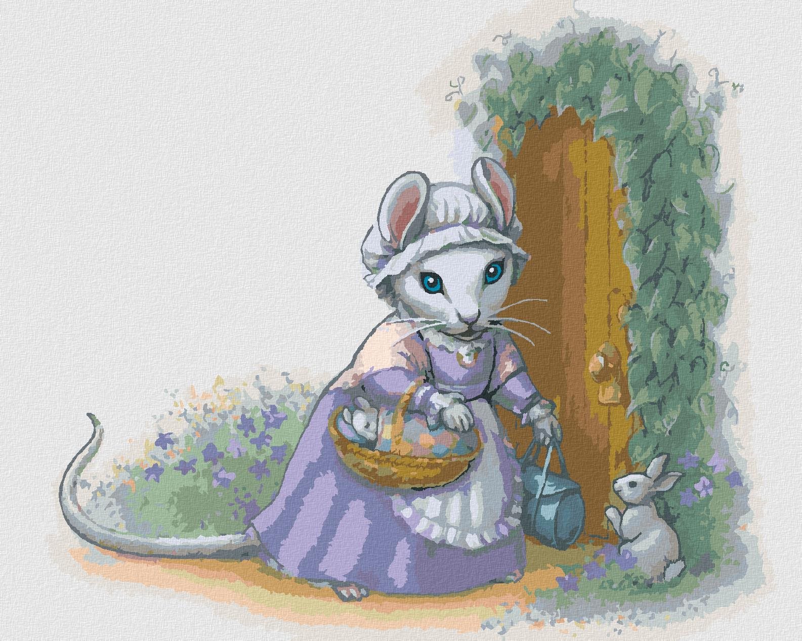 Myšička pred domom (Sue Ellen Brown), 80×100 cm, bez rámu a bez vypnutia plátna