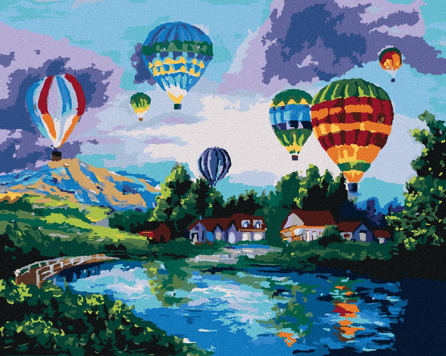 Ohnivý balón, 40×50 cm, vypnuté plátno na rám
