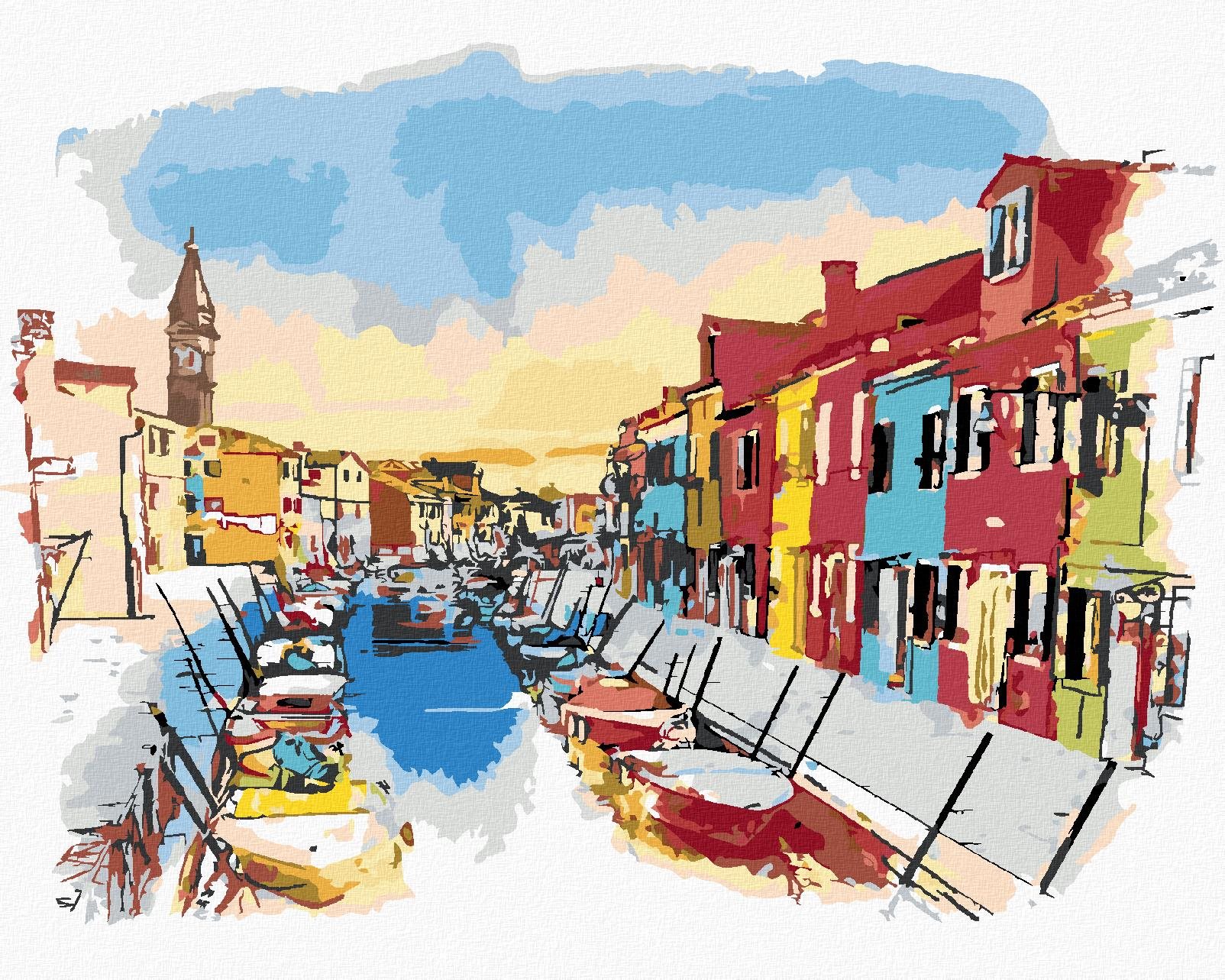 Ostrov Burano v Benátkach, 80 × 100 cm, plátno napnuté na rám