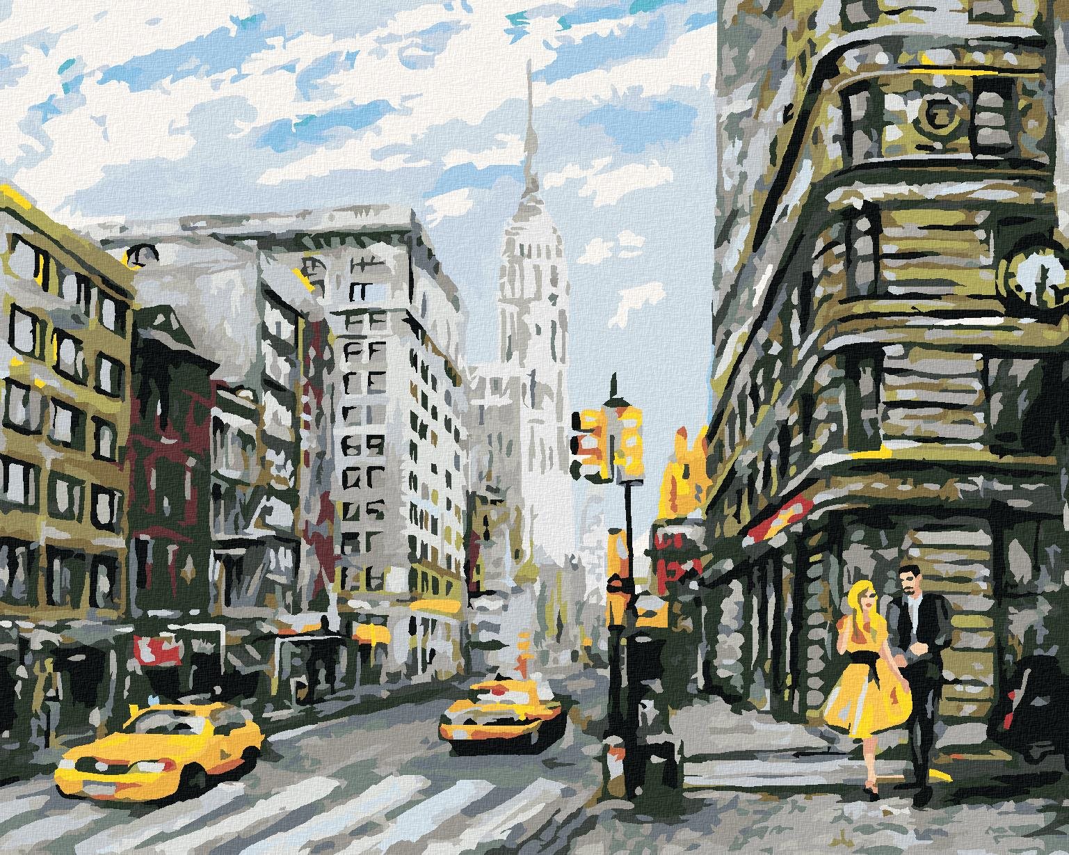 Pár na ulici v New Yorku, 40×50 cm, vypnuté plátno na rám
