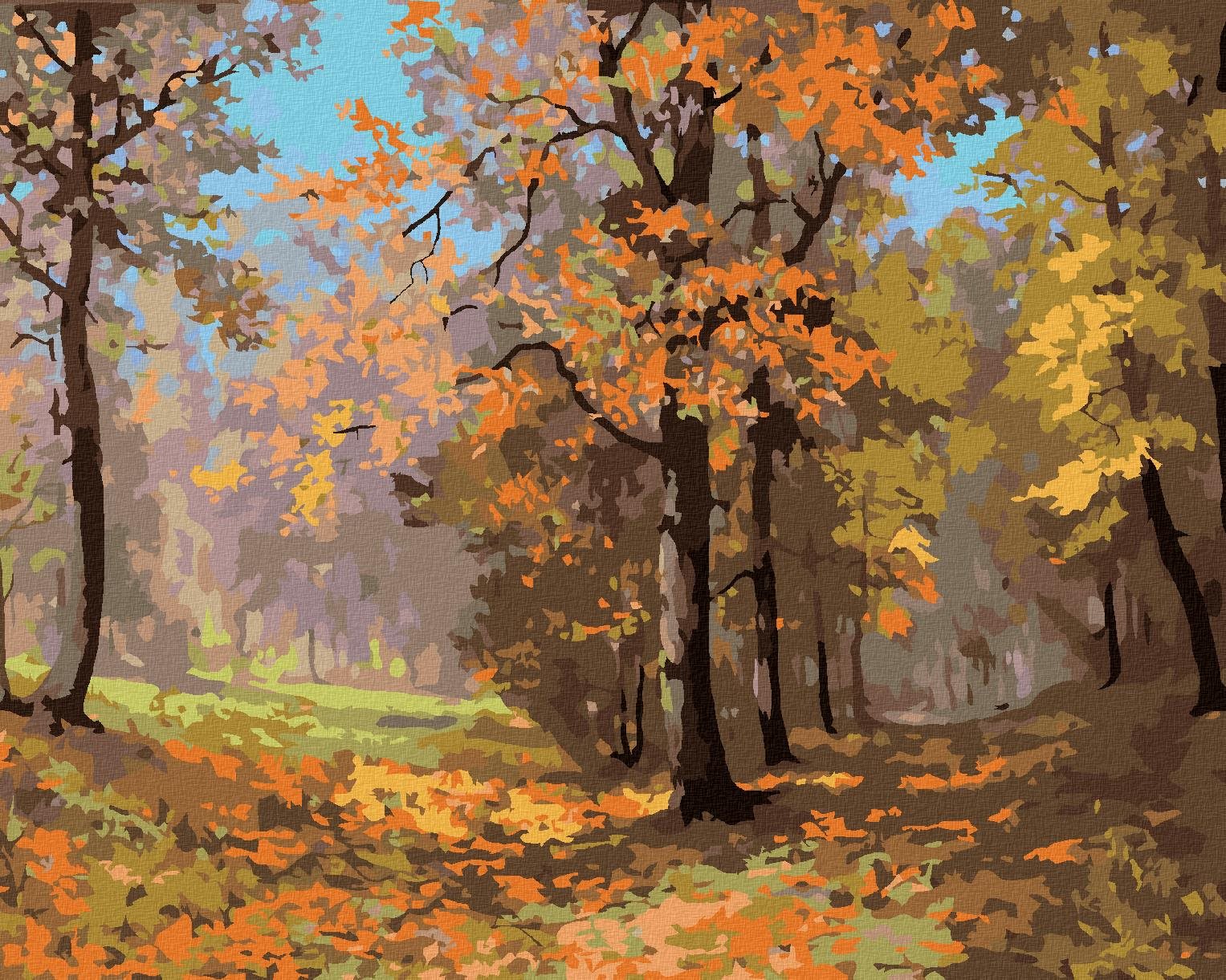 Jesenná prechádzka lesom, 40×50 cm, bez rámu a bez vypnutia plátna
