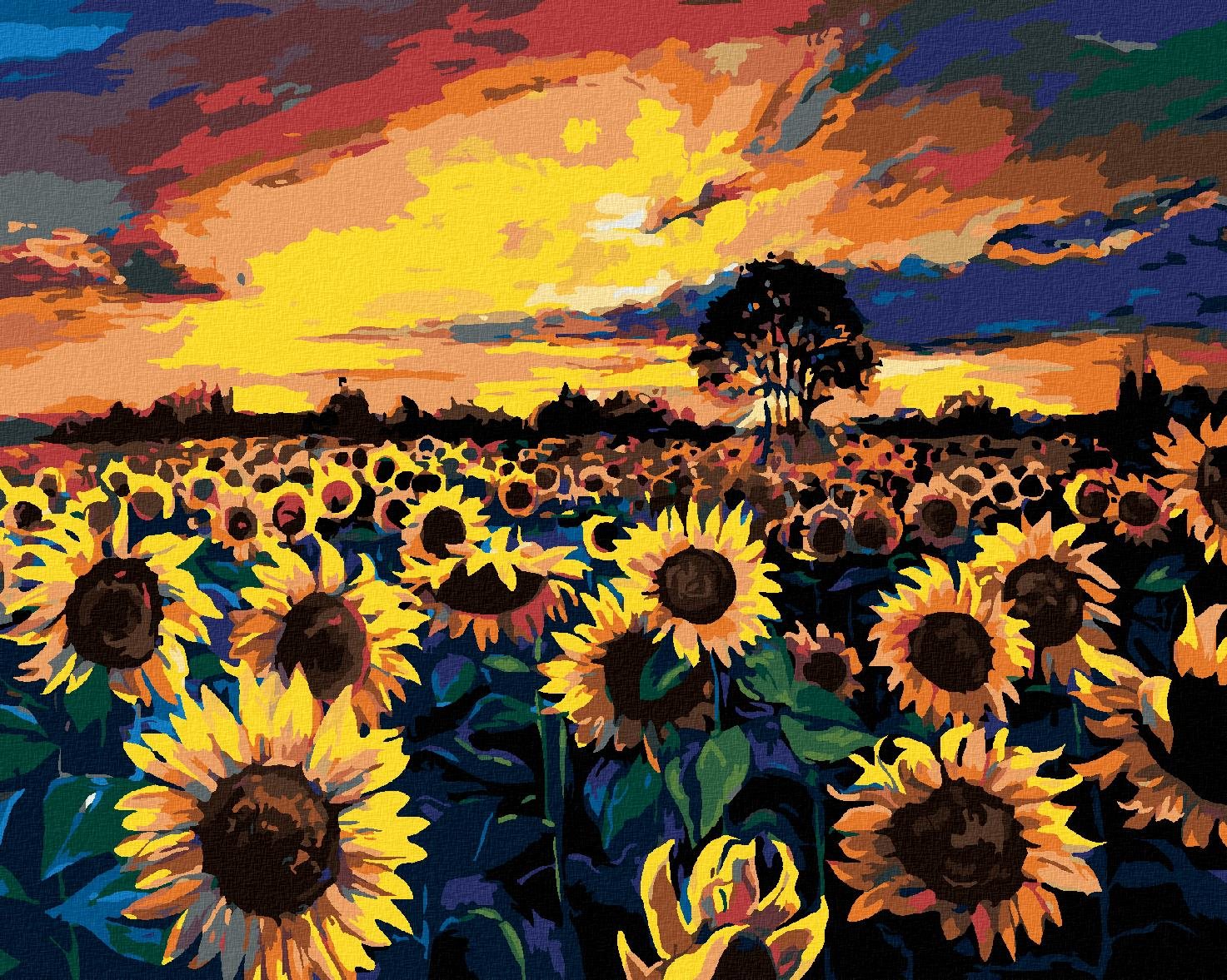Pole plné slnečníc, 80 × 100 cm, bez rámu a bez napnutia plátna