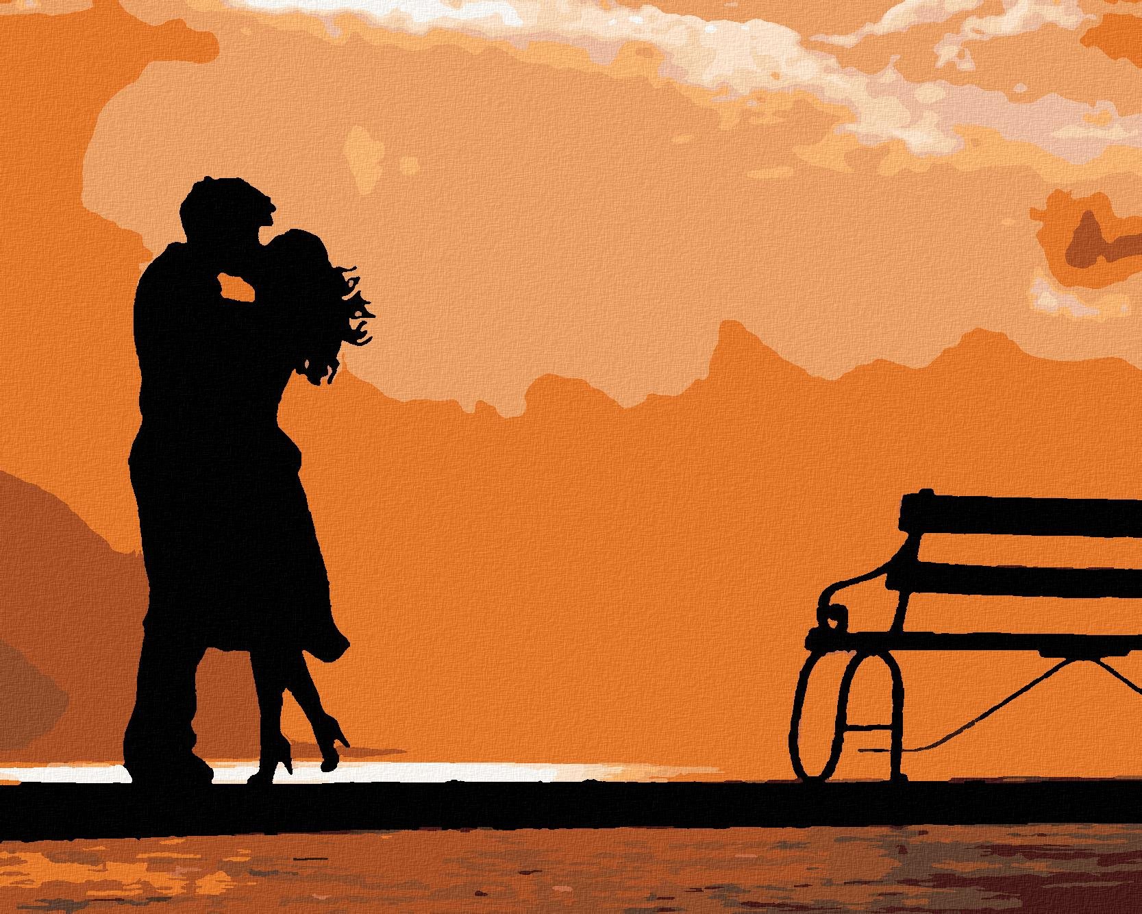 Bozk pri západe slnka, 40×50 cm, bez rámu a bez vypnutia plátna