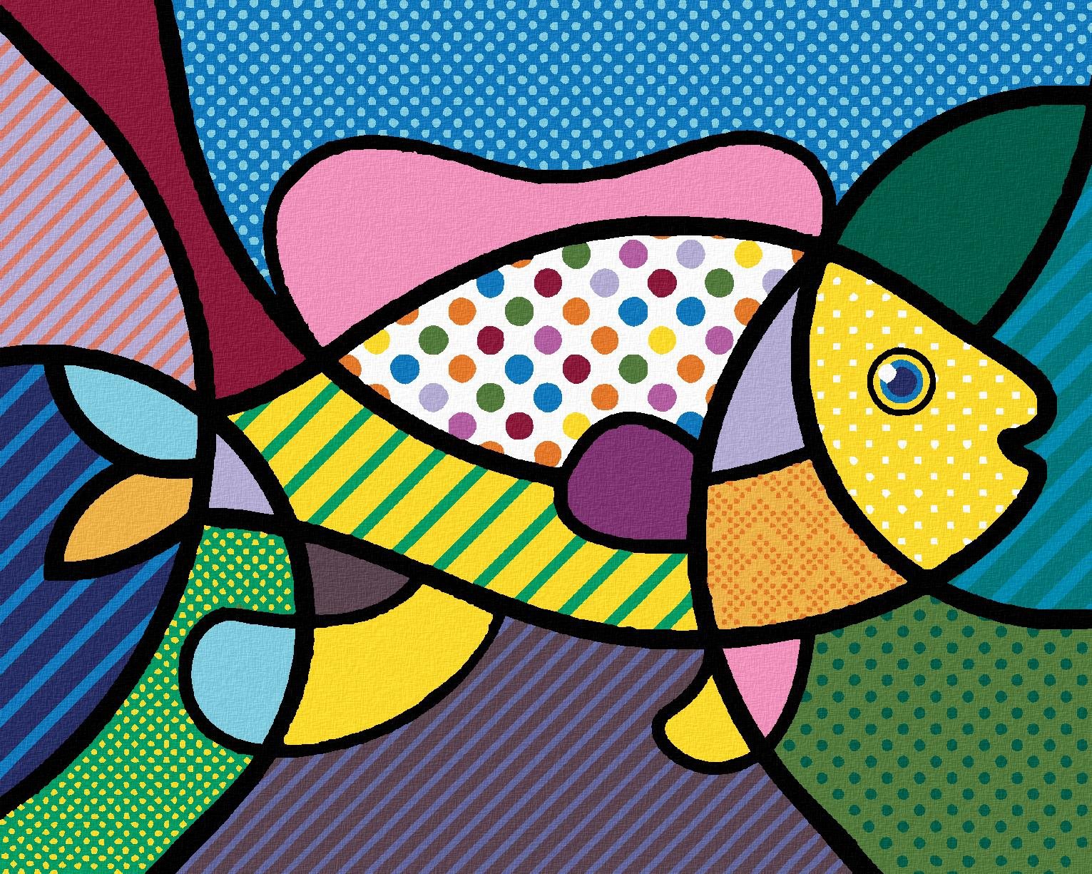 Pop-art ryba, 80 × 100 cm, plátno napnuté na rám