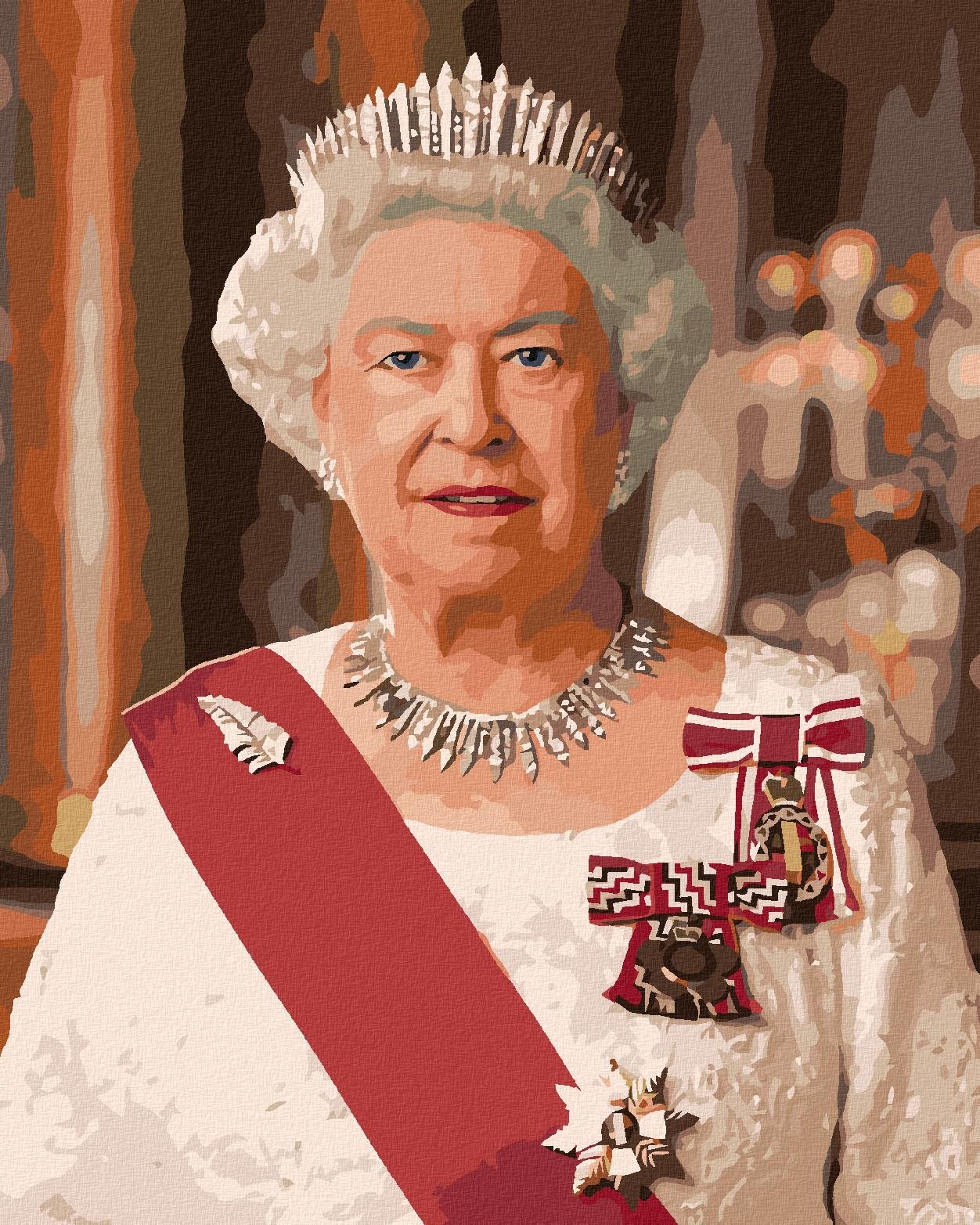 Portrét kráľovná Alžbeta II., 40×50 cm, vypnuté plátno na rám
