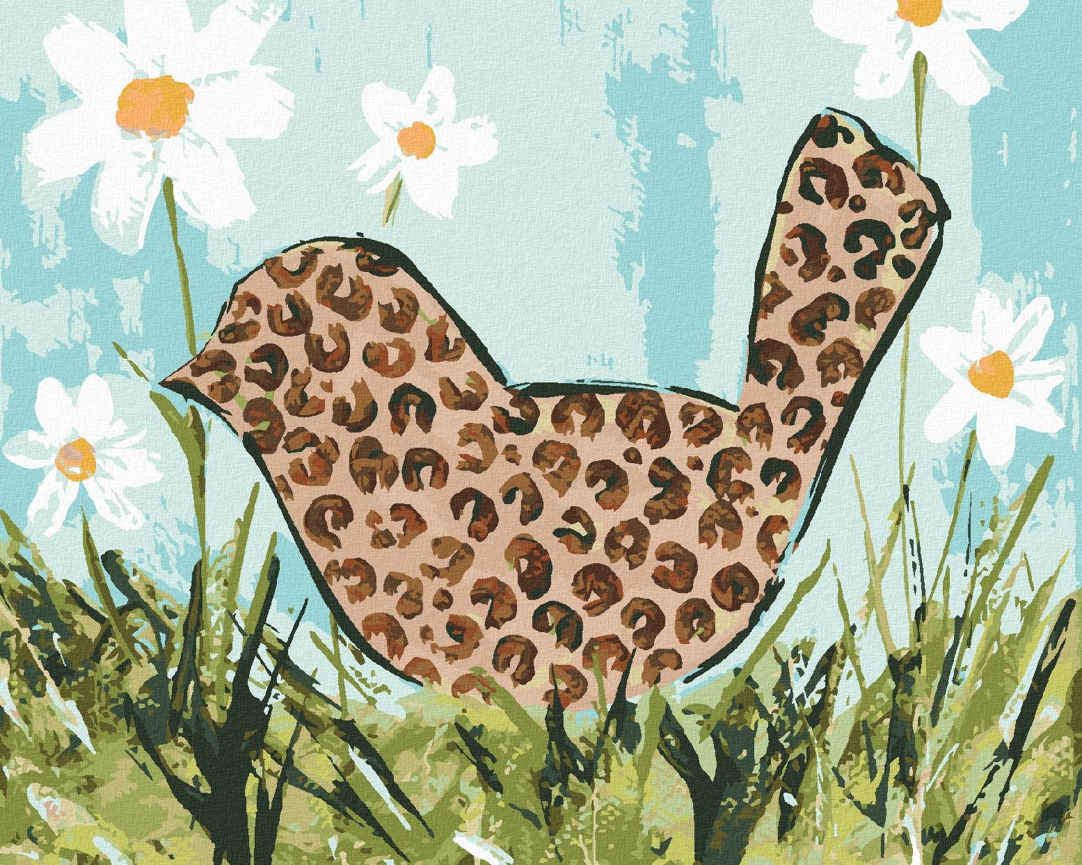 Vták v leoparďom vzore (Haley Bush), 40×50 cm, vypnuté plátno na rám