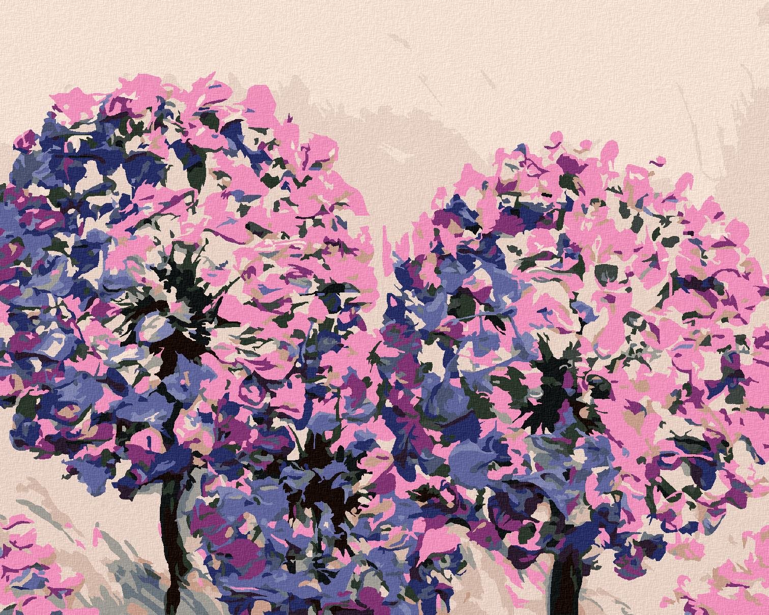 Pulzujúca levanduľa na ružovom pozadí, 40×50 cm, bez rámu a bez vypnutia plátna