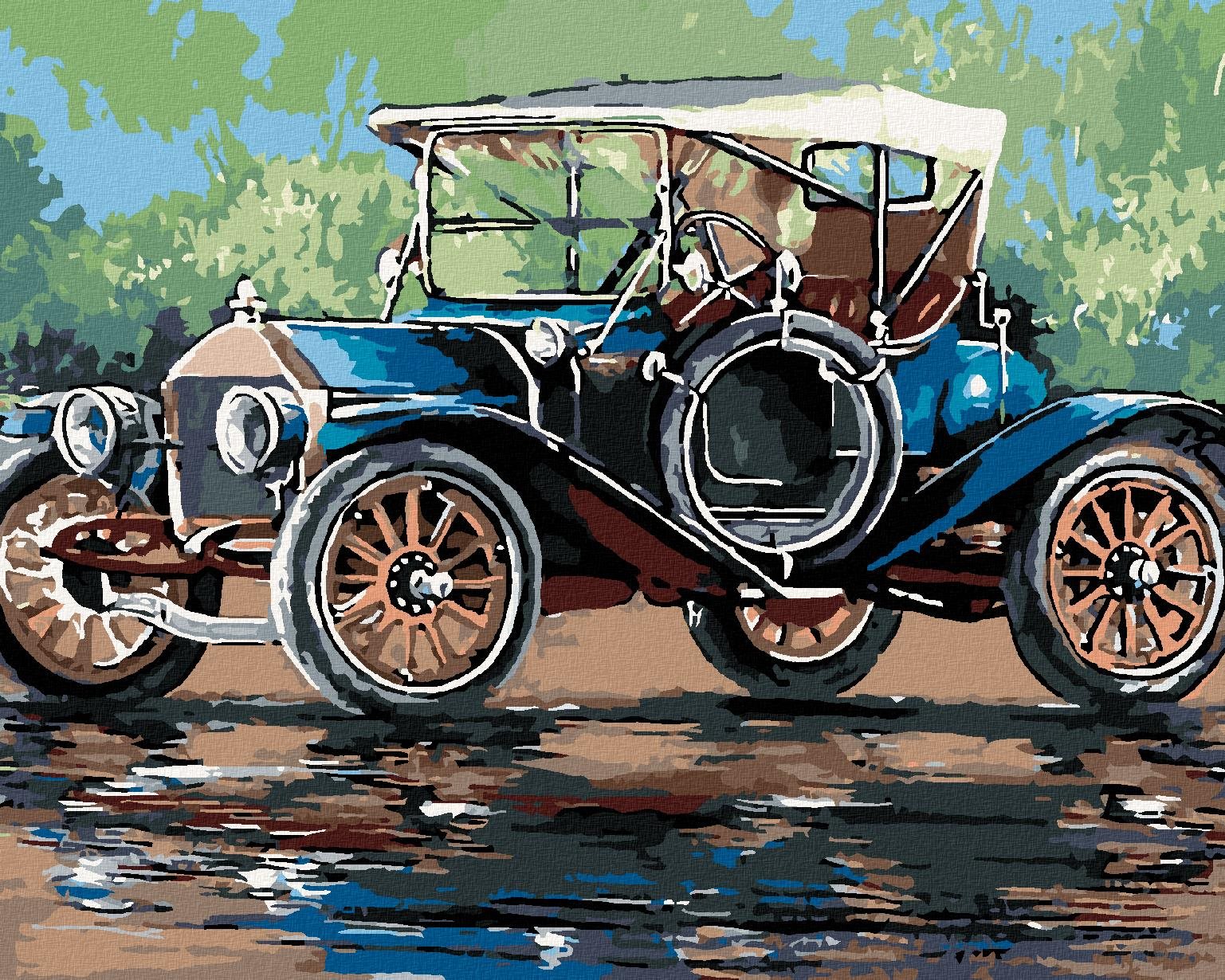 Retro auto so strieškou, 40×50 cm, bez rámu a bez vypnutia plátna