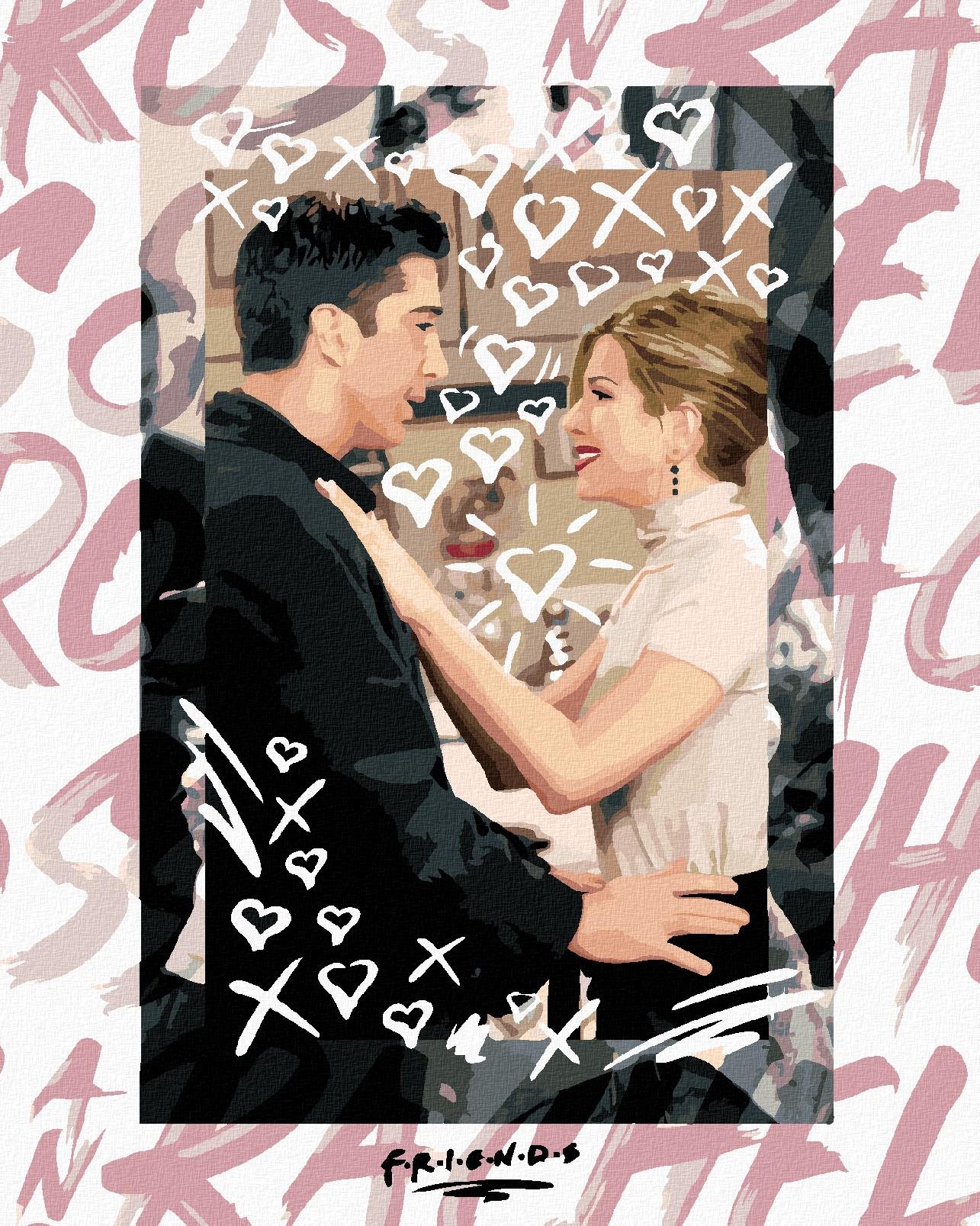 Ross a Rachel (priatelia), 40×50 cm, vypnuté plátno na rám
