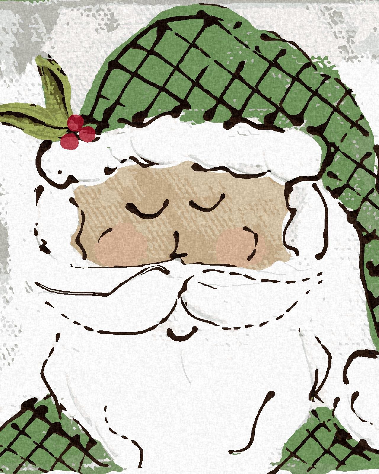 Santa so zelenou čiapkou (Haley Bush), 40 × 50 cm, plátno napnuté na rám