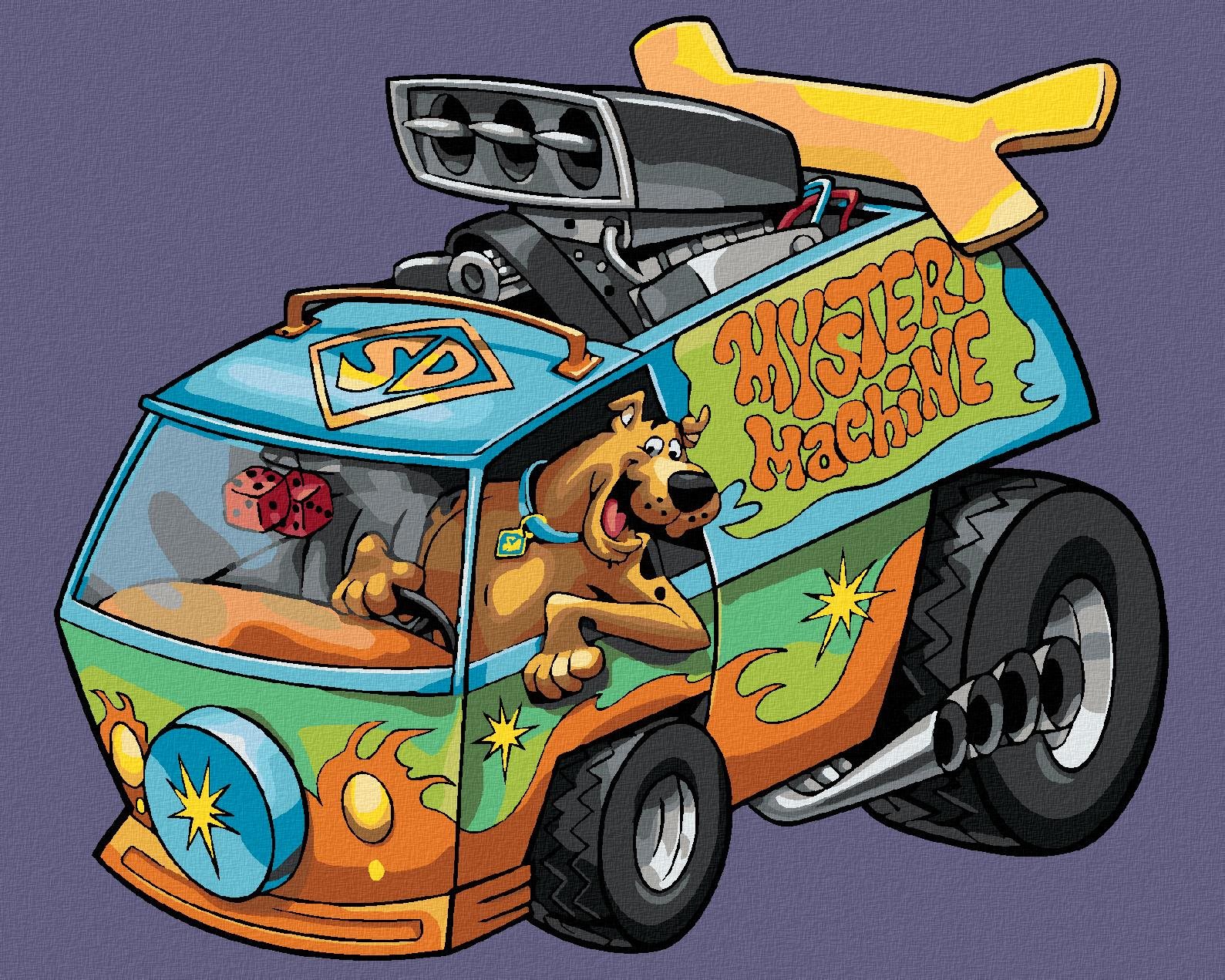Scooby a dodávka Mystery Machine (Scooby Doo), 40×50 cm, bez rámu a bez vypnutia plátna