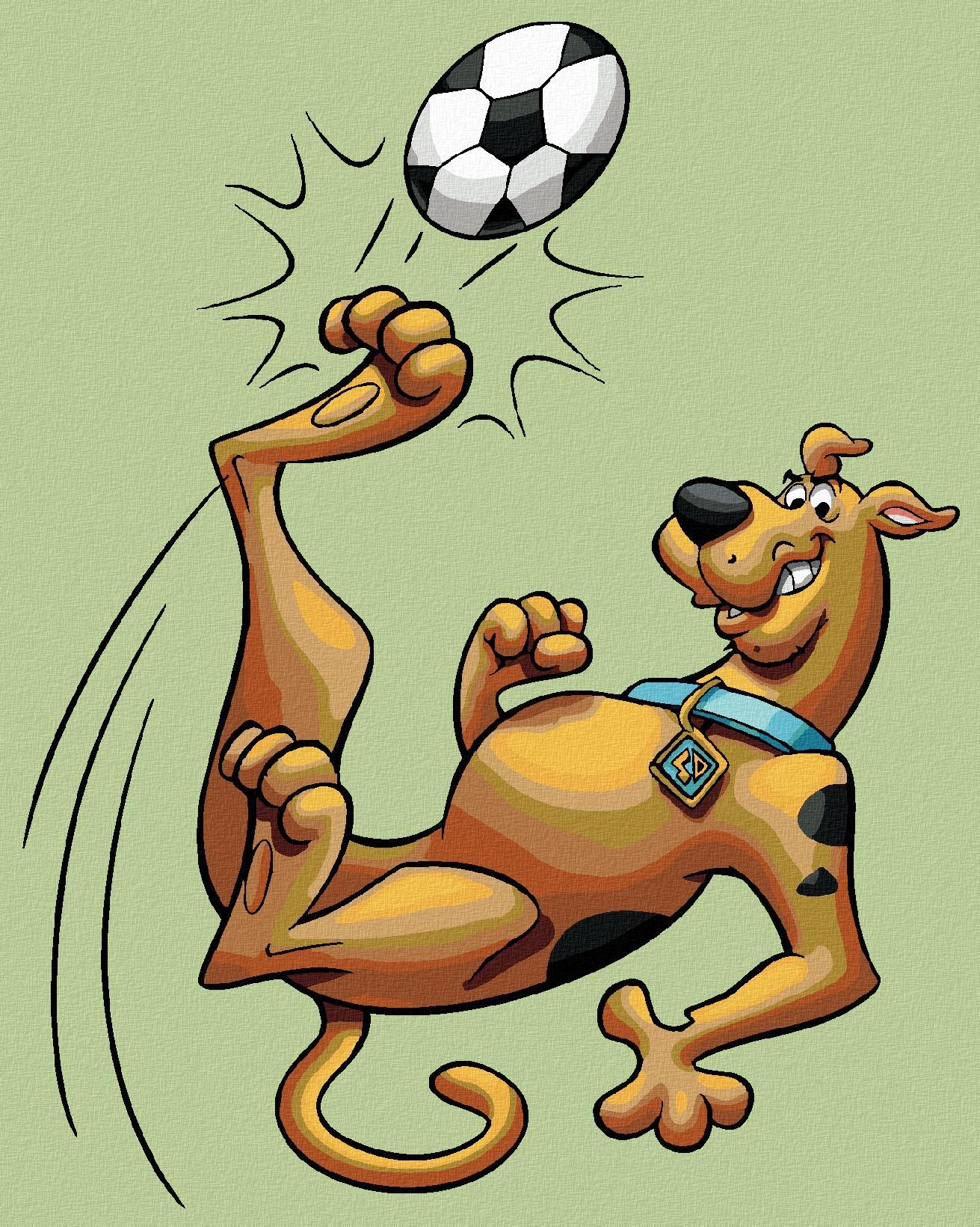 Scooby futbalista (Scooby Doo), 40×50 cm, bez rámu a bez vypnutia plátna