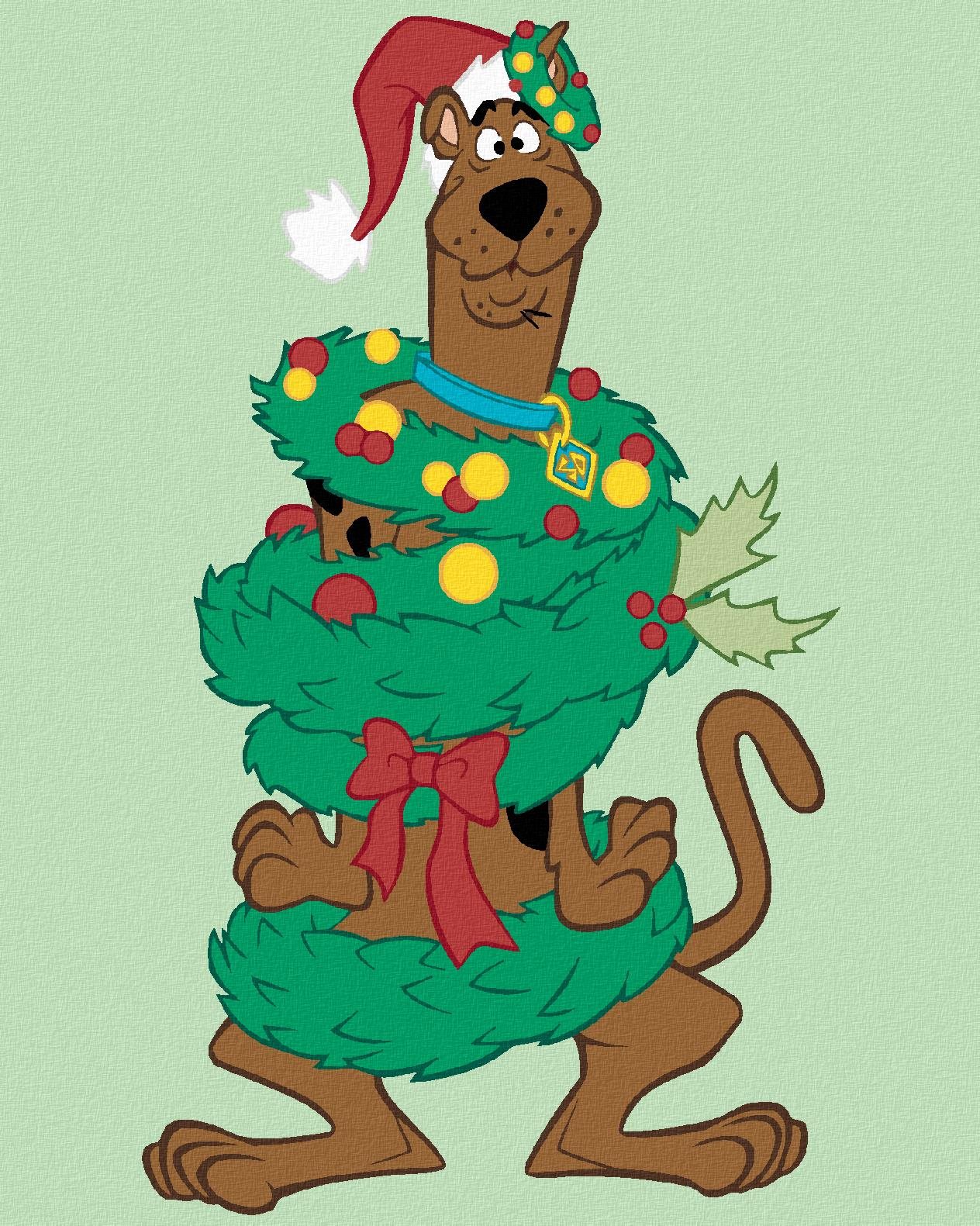 Scooby ako vianočný stromček (Scooby Doo), 40×50 cm, bez rámu a bez vypnutia plátna