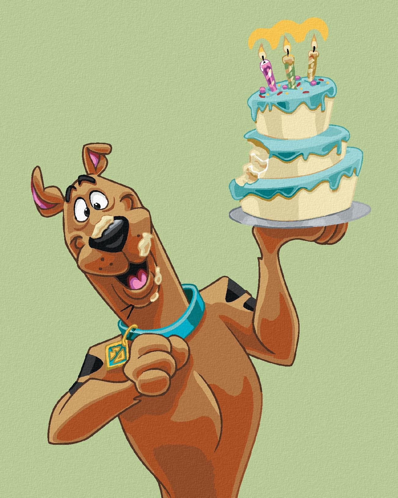 Scooby s narodeninovou tortou (Scooby Doo), 40×50 cm, bez rámu a bez vypnutia plátna