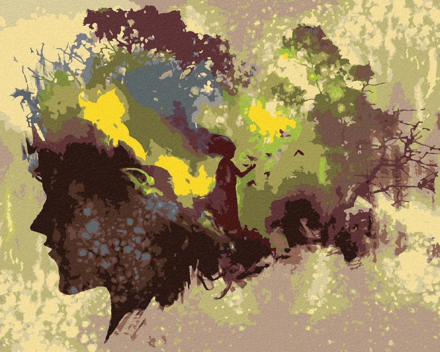 Silueta ženy v lese, 40×50 cm, bez rámu a bez vypnutia plátna