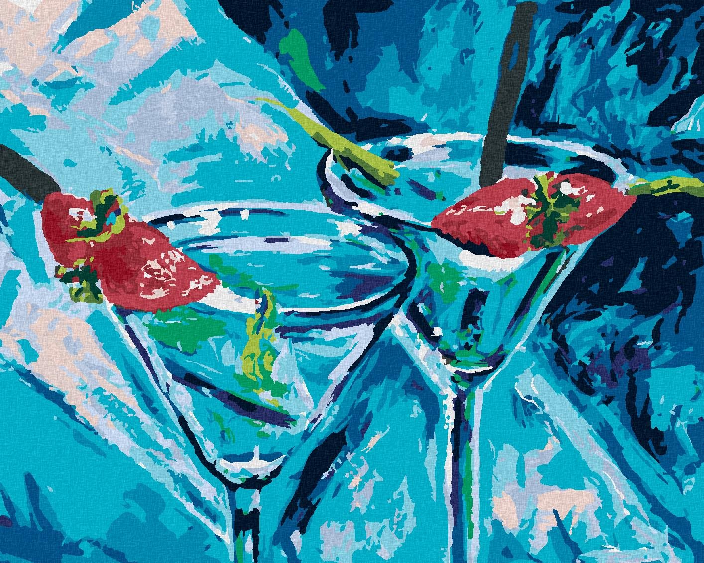 Poháre v bare, 40 × 50 cm, plátno napnuté na rám
