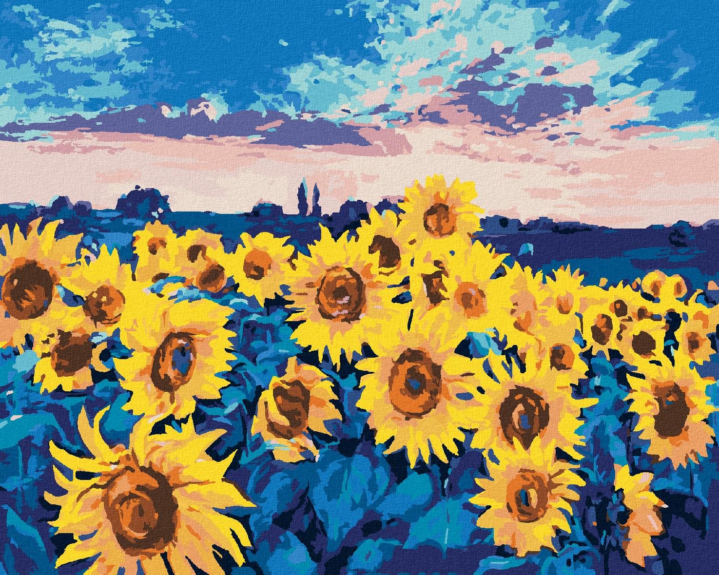 Slnečnice na poli, 40 × 50 cm, bez rámu a bez napnutia plátna
