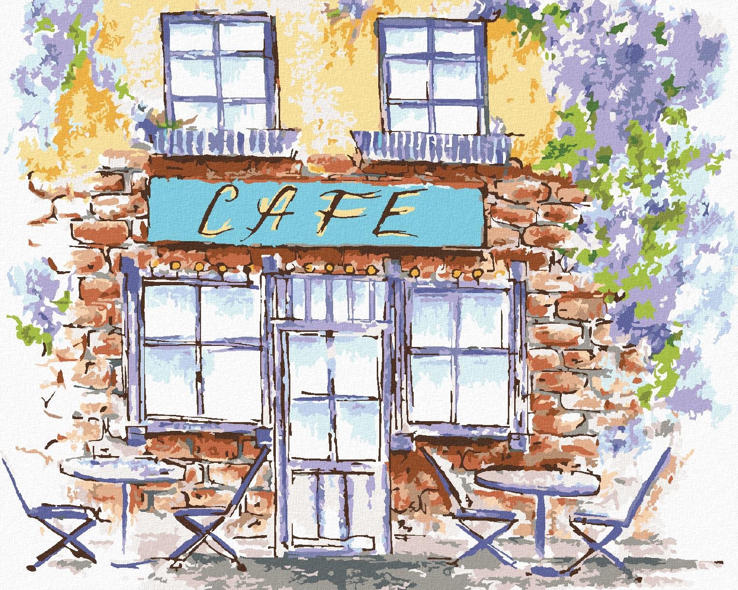 Stará kaviareň v Provensálsku, 40 × 50 cm, bez rámu a bez napnutia plátna