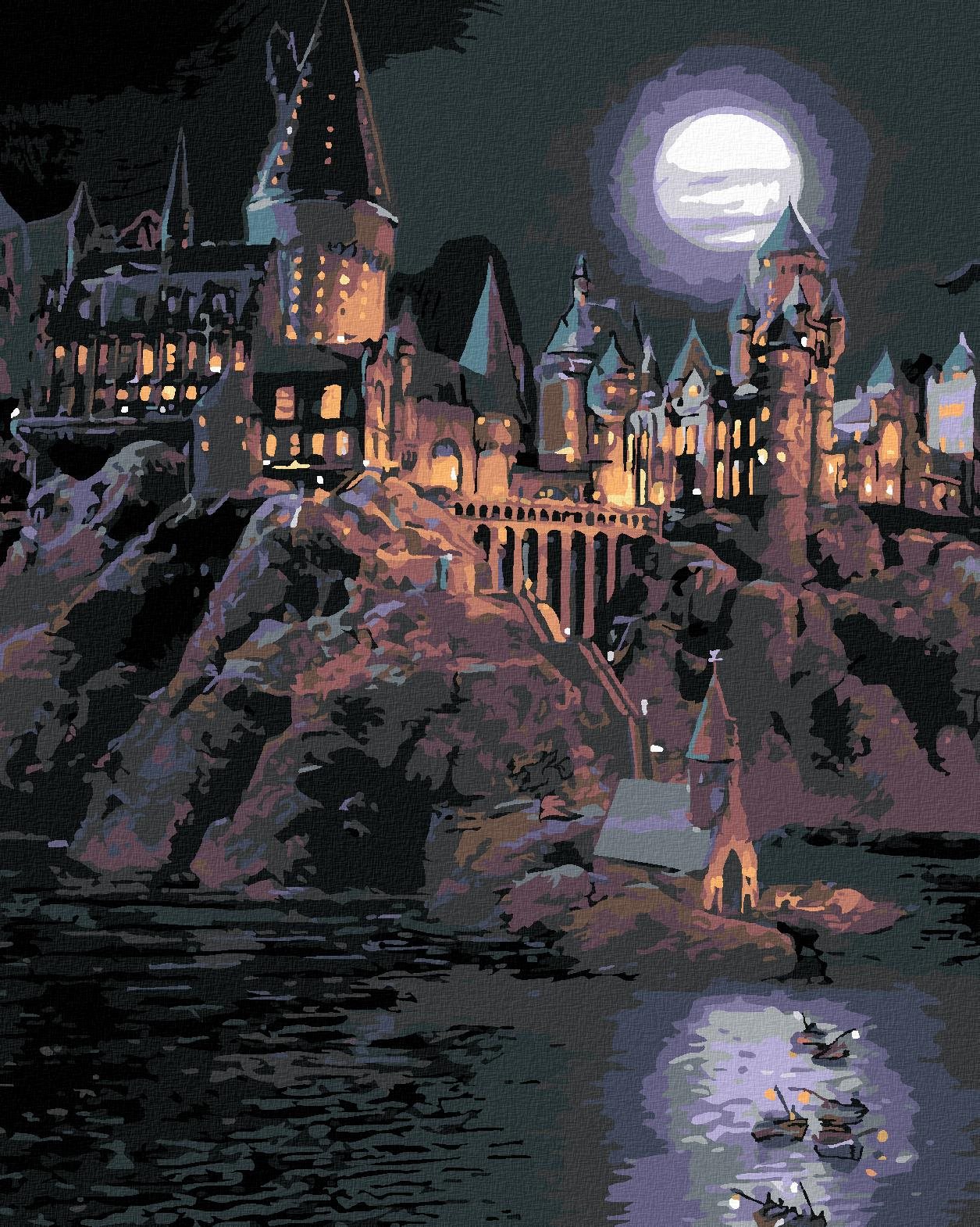 Študenti priplávajú k Rokfortu (Harry Potter), 40 × 50 cm, bez rámu a bez vypnutia plátna