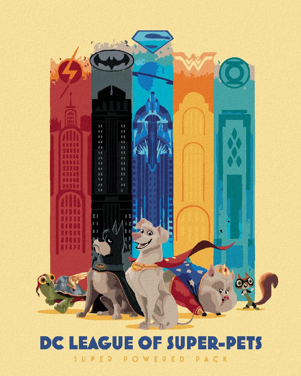 Supermaznáčikovia Super powered pack (DC Liga supermaznáčikov), 40×50 cm, vypnuté plátno na rám