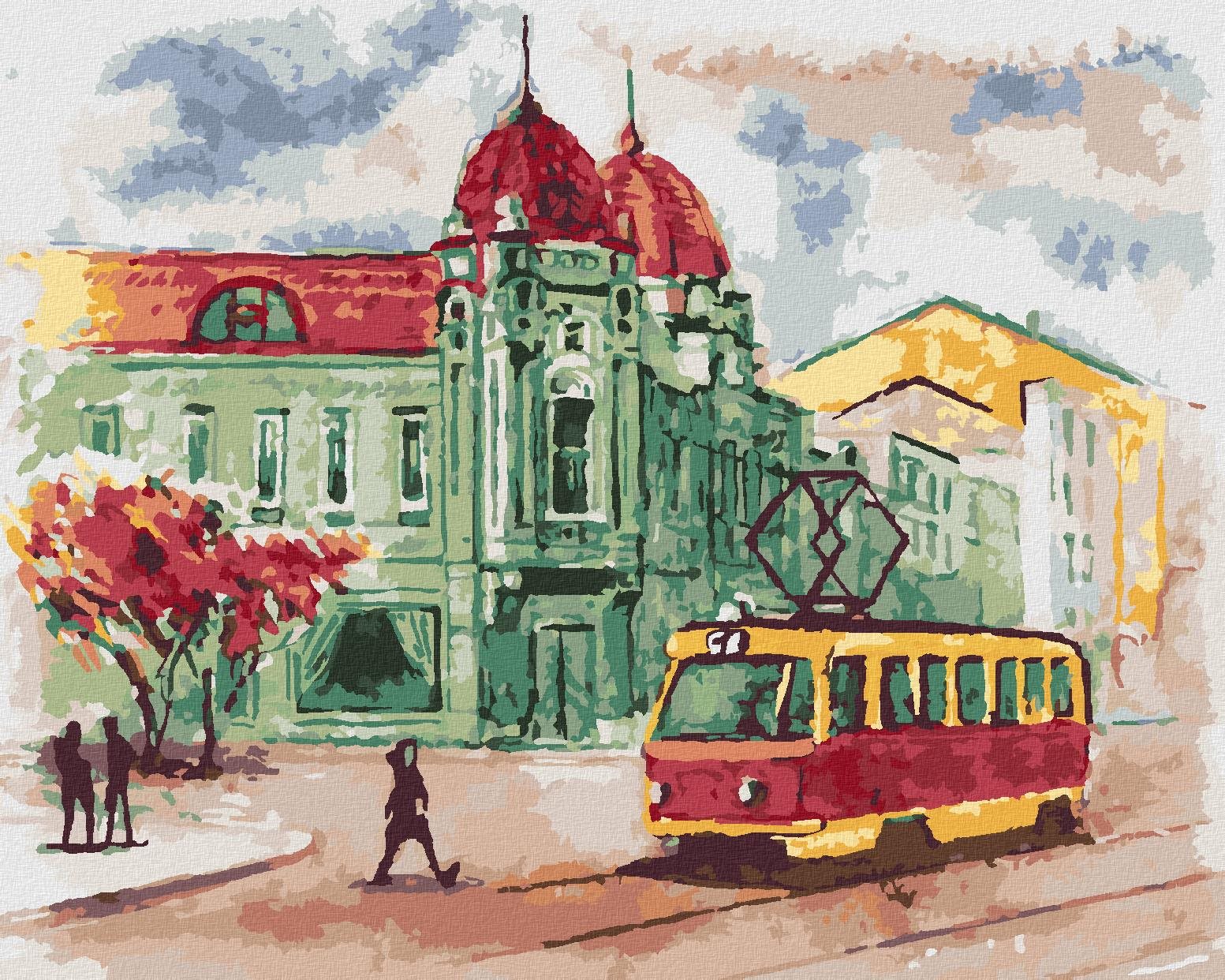 Električka v Prahe, 80 × 100 cm, bez rámu a bez napnutia plátna