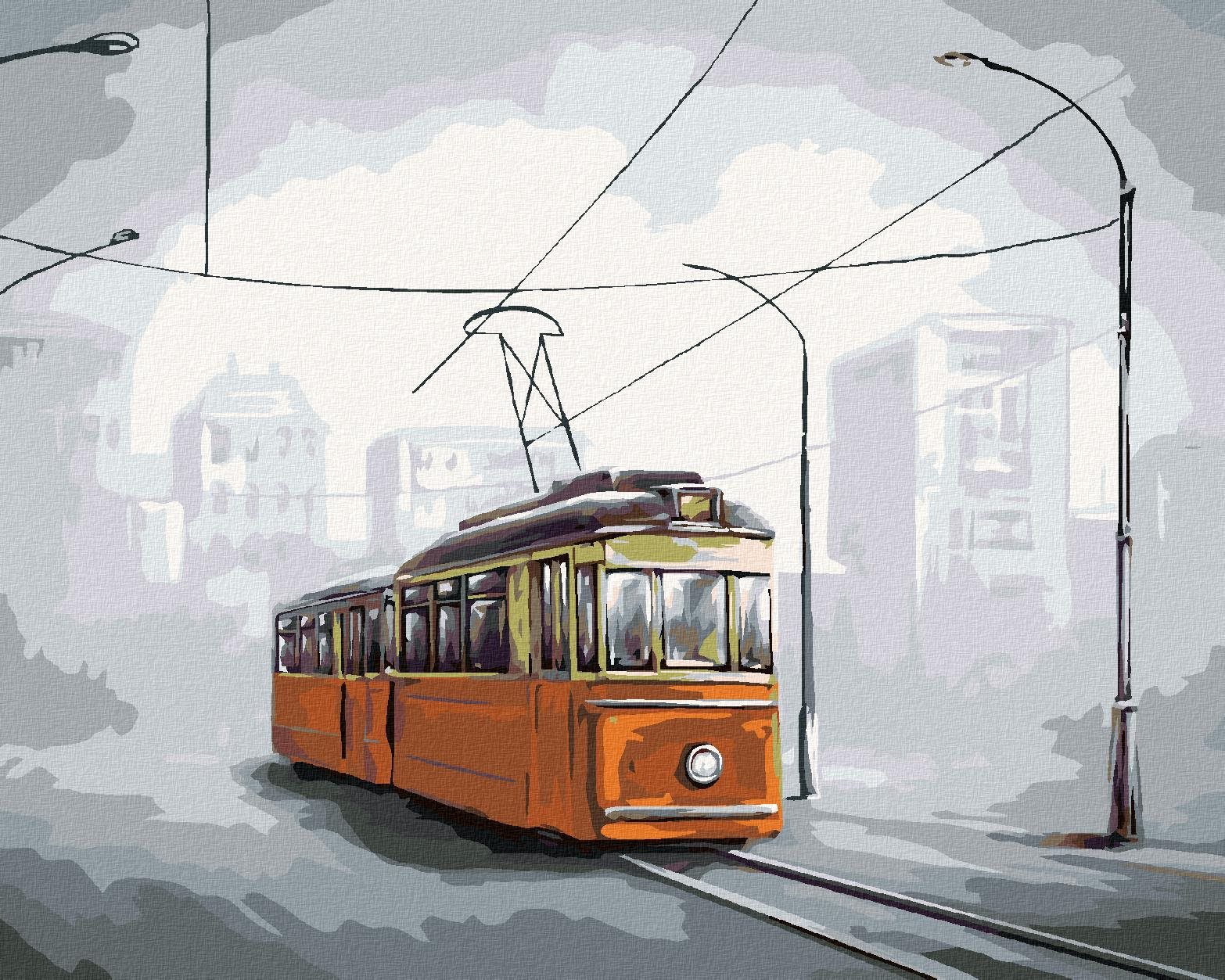 Trolejbus, 40 × 50 cm, napnuté plátno na ráme