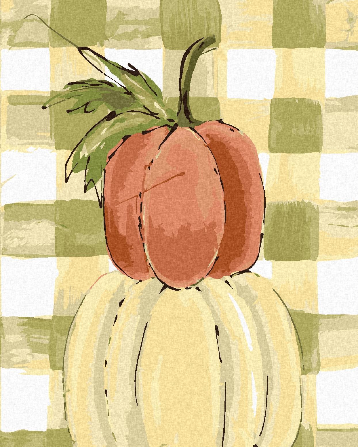 Tri tekvice Gingham (Haley Bush), 80 × 100 cm, bez rámu a bez napnutia plátna