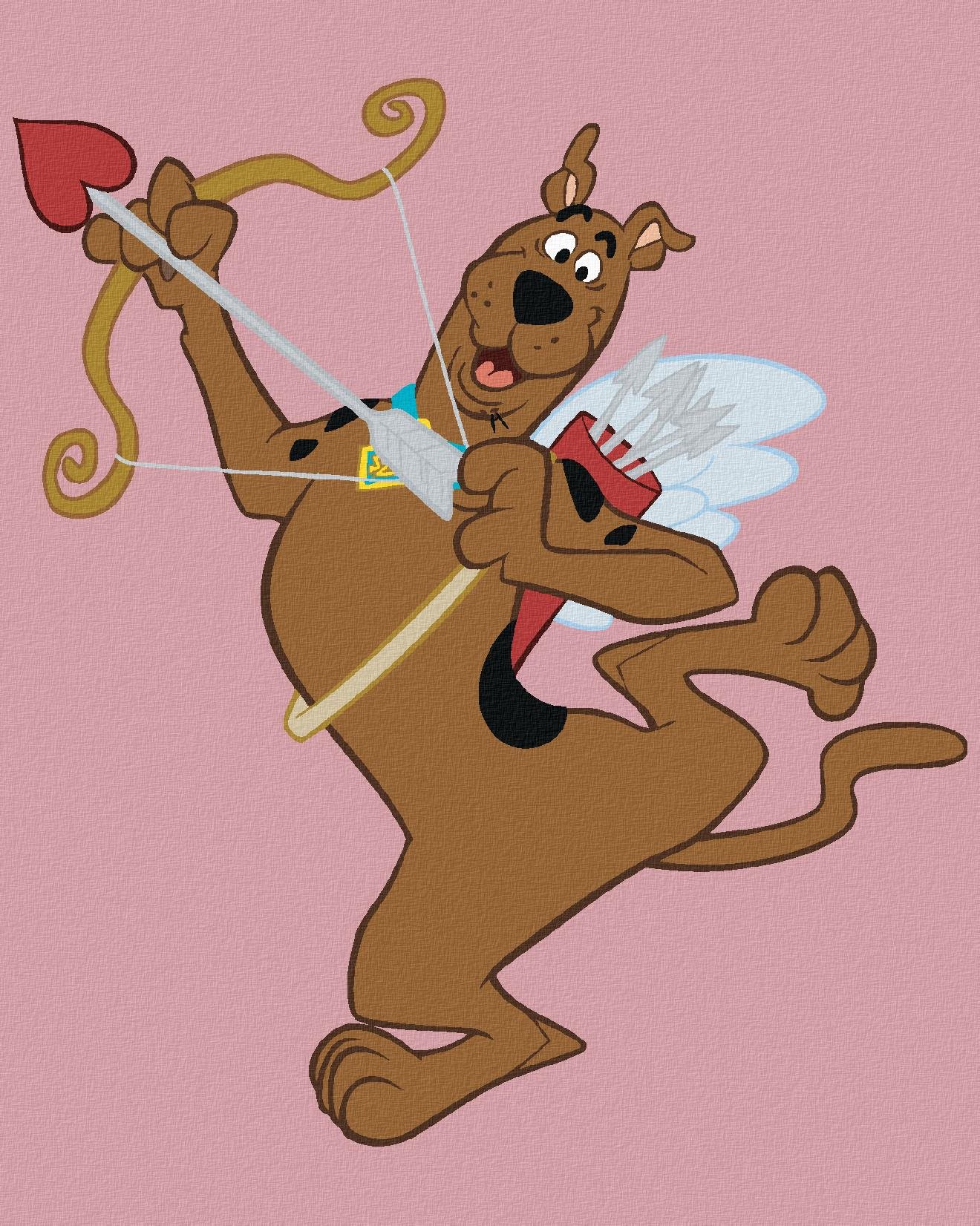 Valentínsky Scooby (Scooby Doo), 40 × 50 cm, plátno napnuté na rám