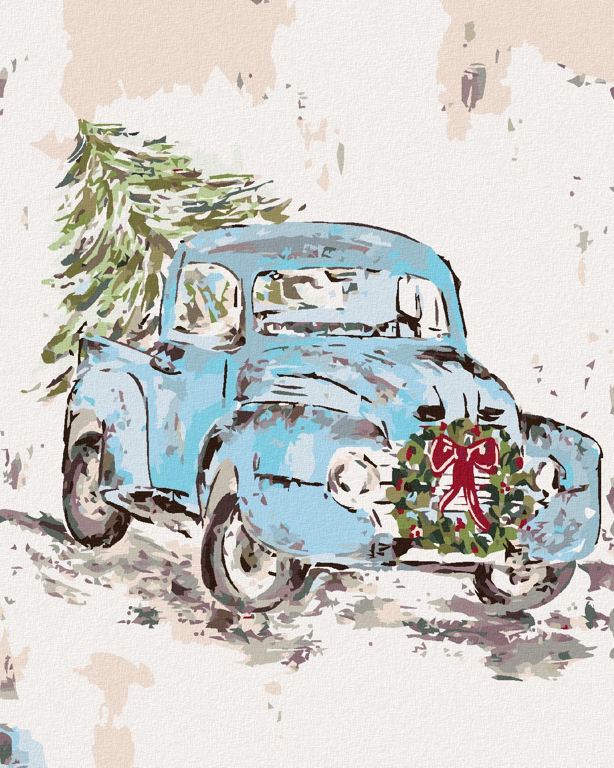 Vianočné auto (Haley Bush), 80 × 100 cm, plátno napnuté na rám