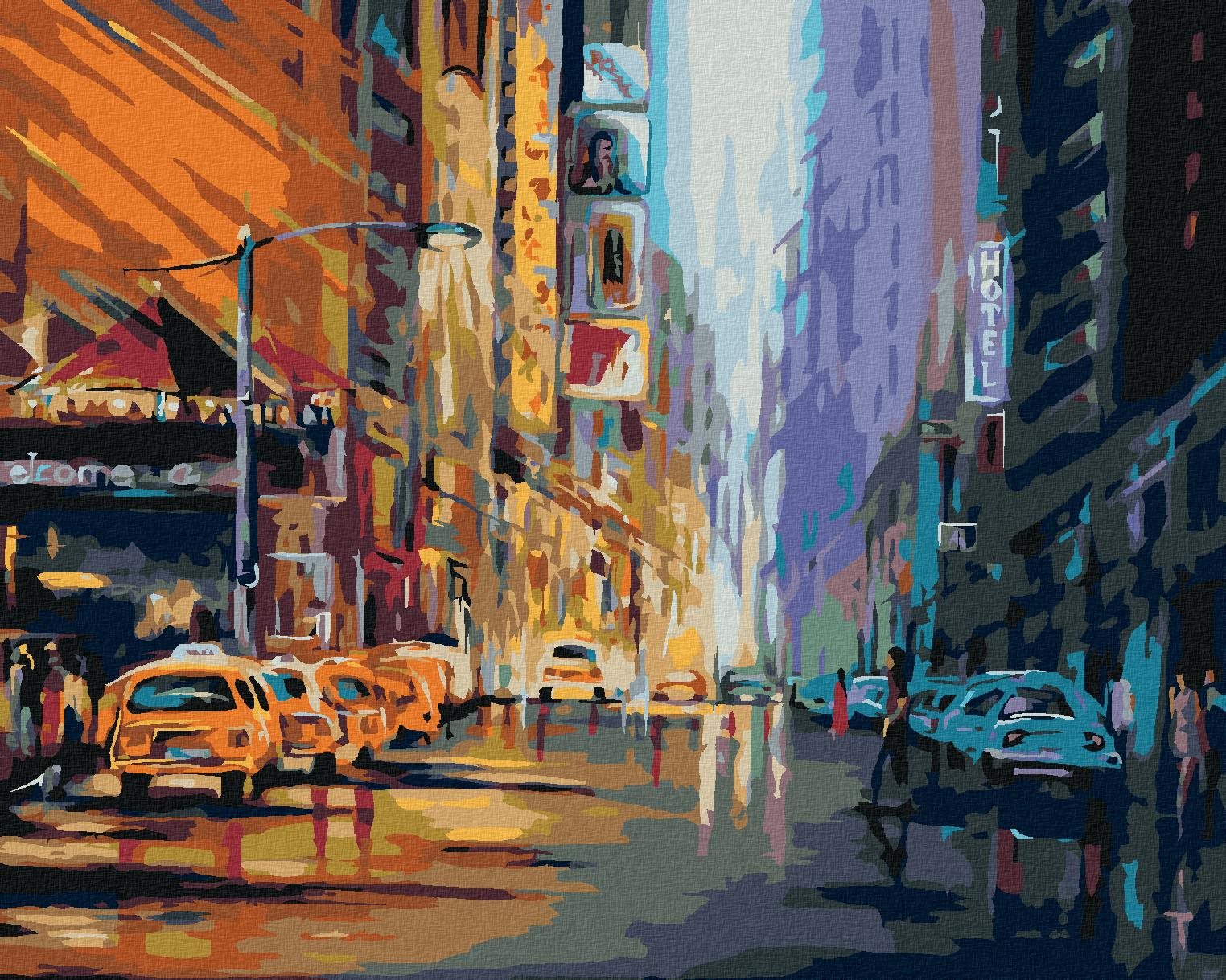 Večerný život v New Yorku, 40 × 50 cm, bez rámu a bez napnutia plátna
