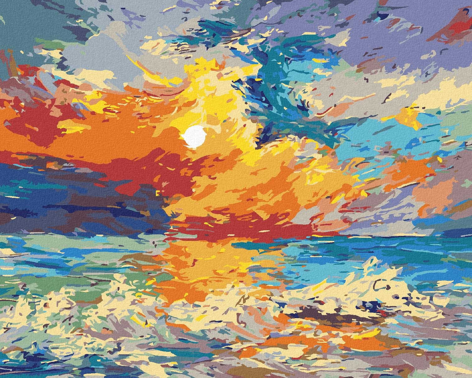 Viacfarebný západ slnka, 80 × 100 cm, bez rámu a bez napnutia plátna