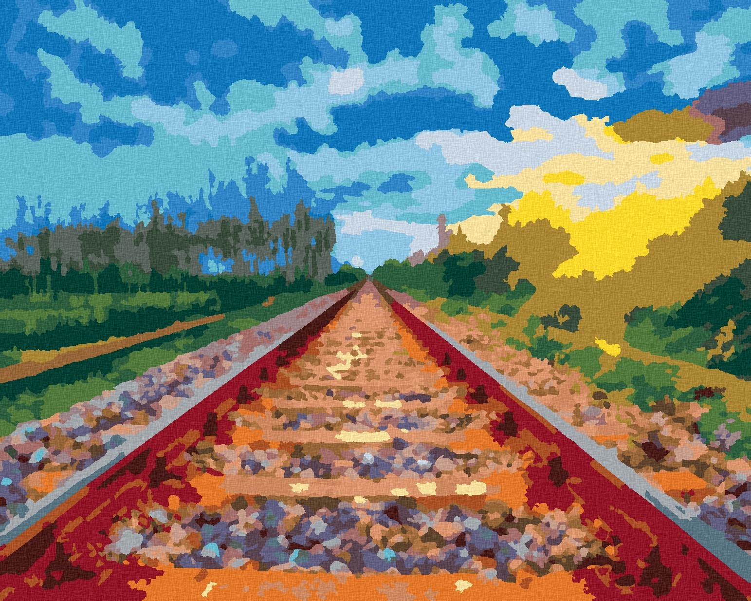 Vlakové koľajnice, 80 × 100 cm, bez rámu a bez napnutia plátna
