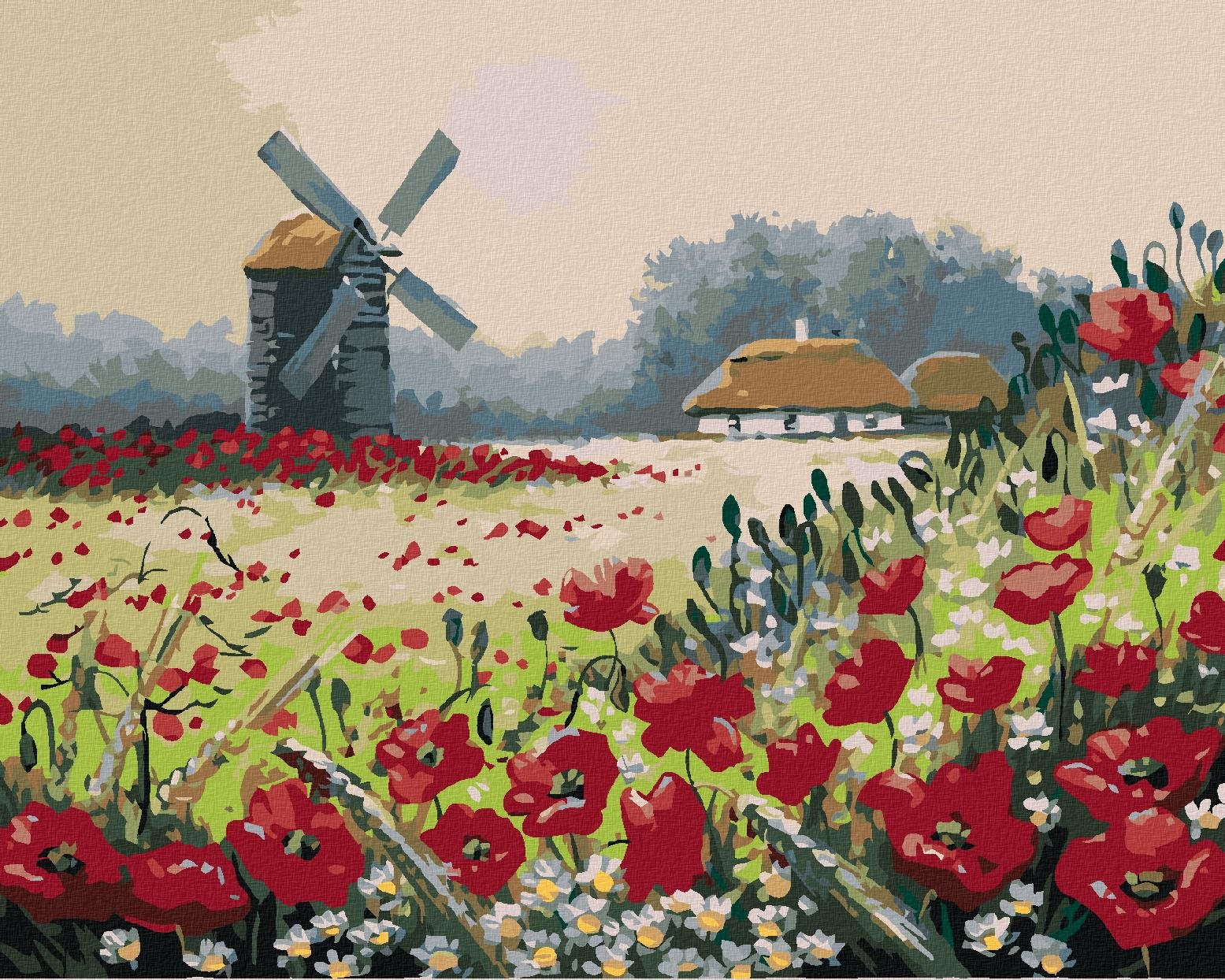 Vlčie maky pri lese, 40×50 cm, bez rámu a bez vypnutia plátna