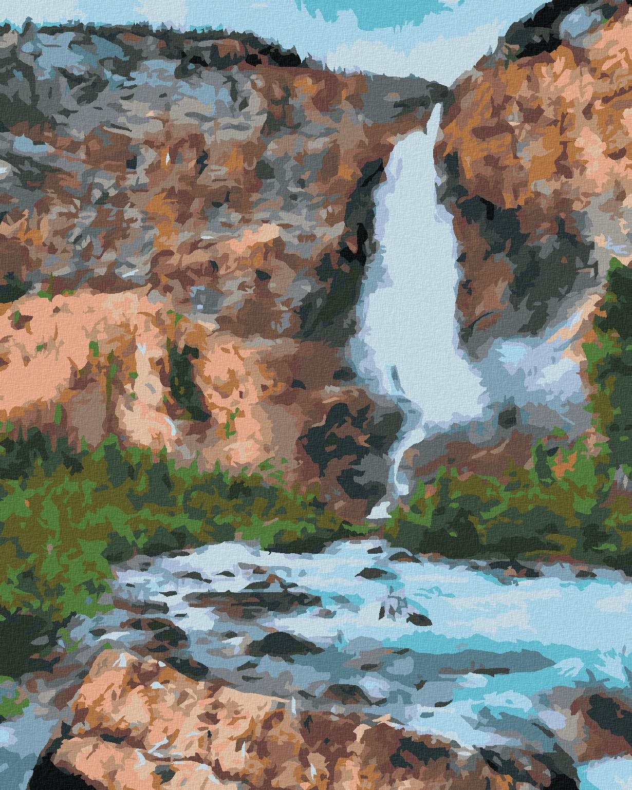 Vodopád v lese, 80 × 100 cm, bez rámu a bez napnutia plátna